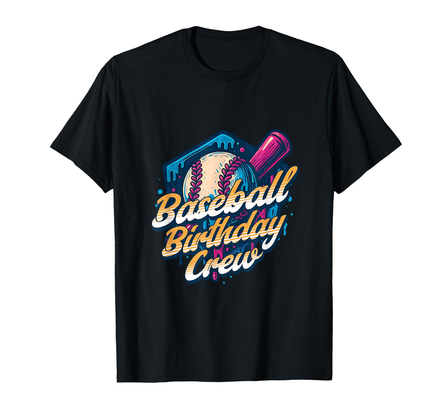 Baseball Birthday Crew Kids Baseball Drip Ice Cream Family T-Shirt