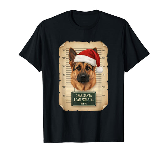 Dog Christmas Mugshot, Funny German Shepherd 'Dear Santa T-Shirt