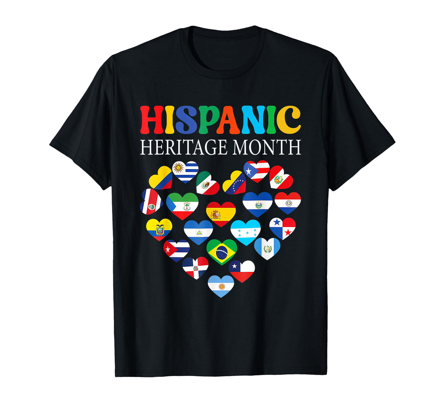 National Hispanic Heritage Month All Countries Flags Heart T-Shirt