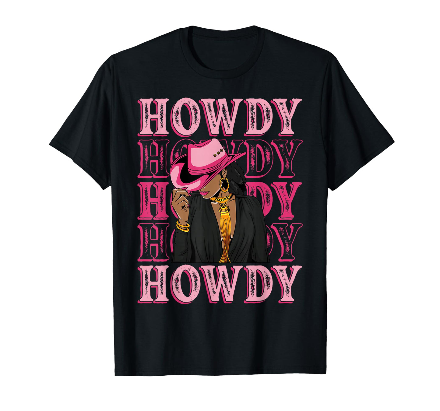 Howdy Retro Western Black Cowgirl African American Women T-Shirt