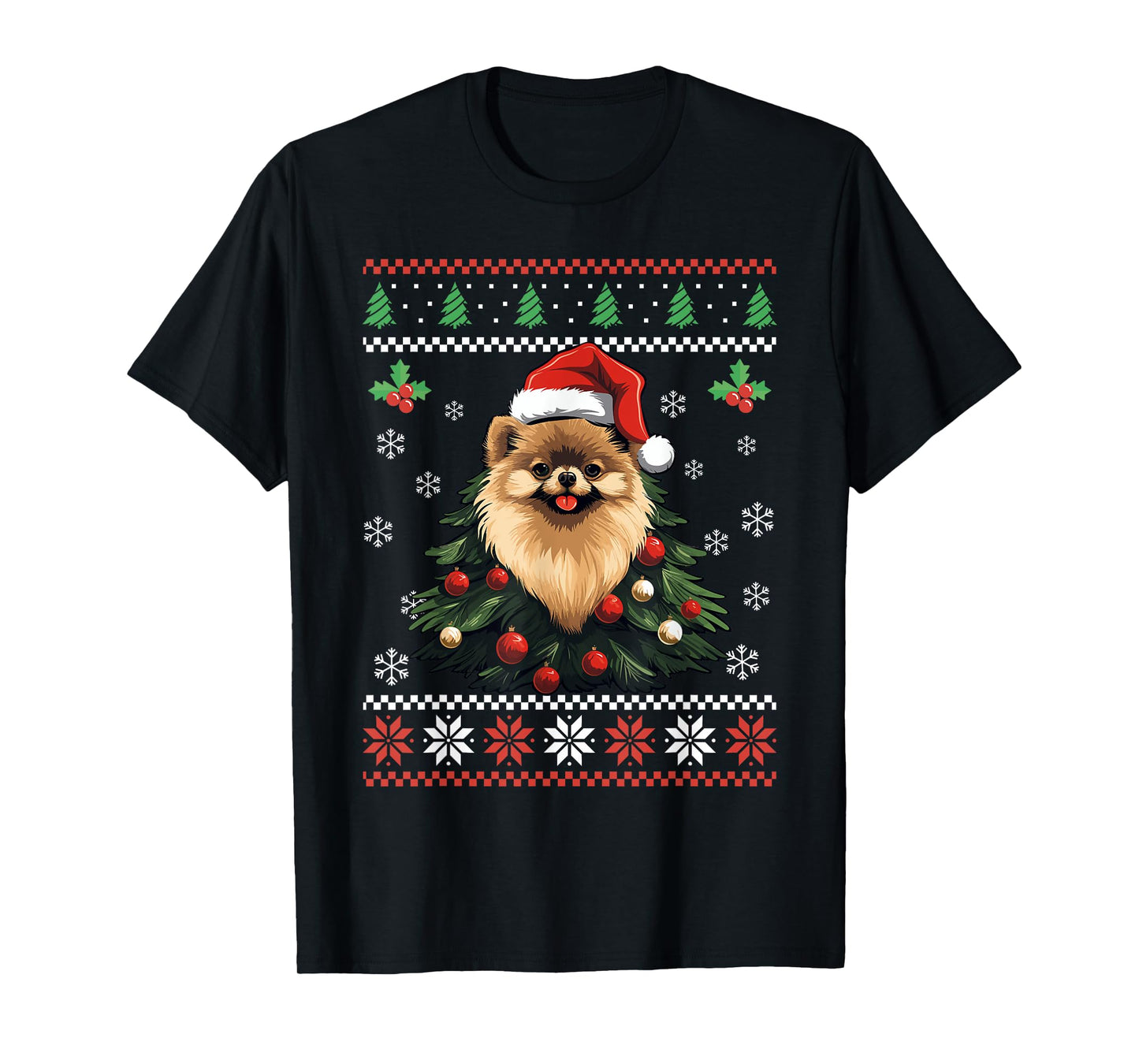 Pomeranian Dog Ugly Christmas Sweater Xmas For Adults Kids T-Shirt