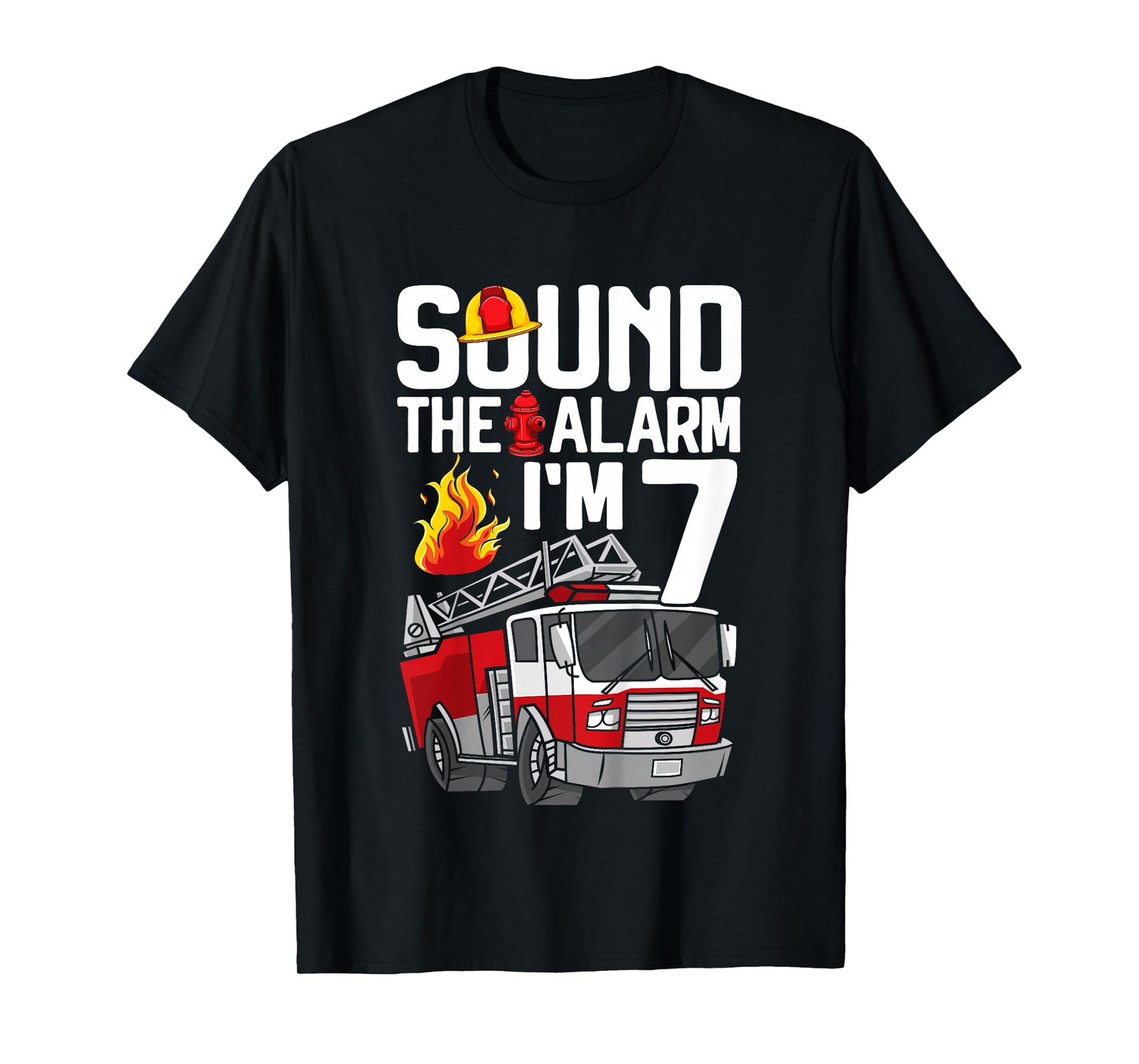 Kids 7 Years Old Firefighter 7th Birthday Boy Fire Truck Toddler T-Shirt