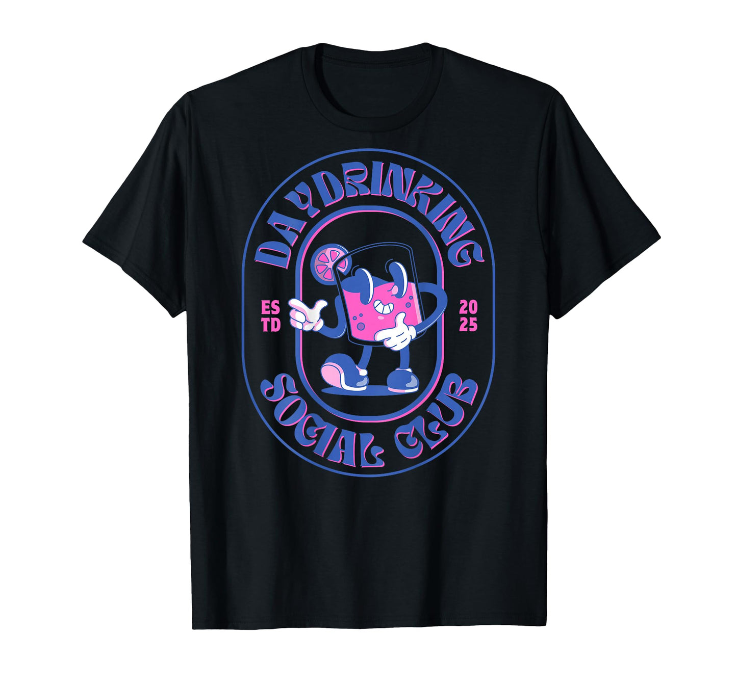 Daydrinking Social Club Retro Day Drinking Malle Backprint T-Shirt