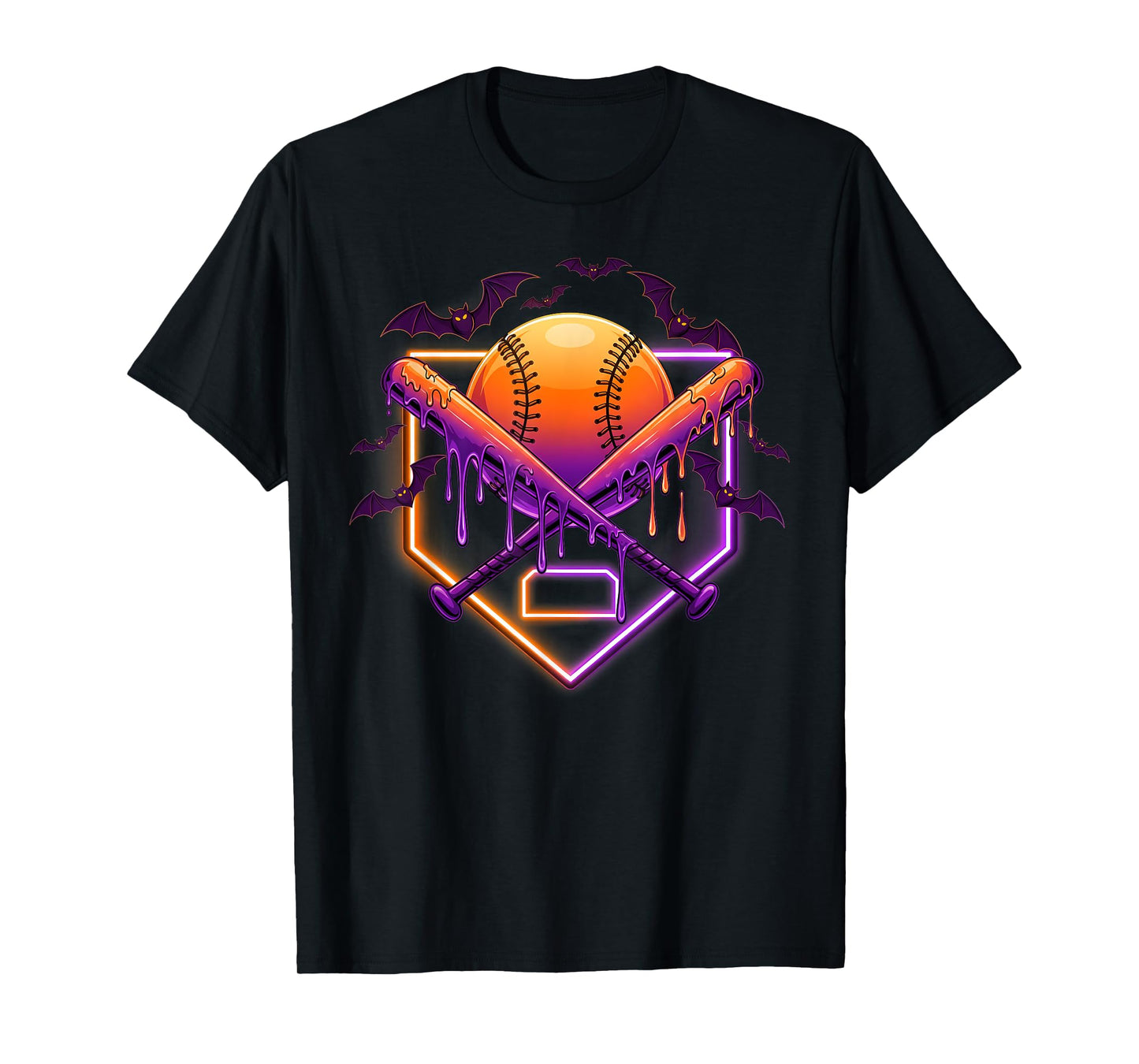Baseball Home Plate Ice Cream Drip Halloween Men Boys Youth T-Shirt