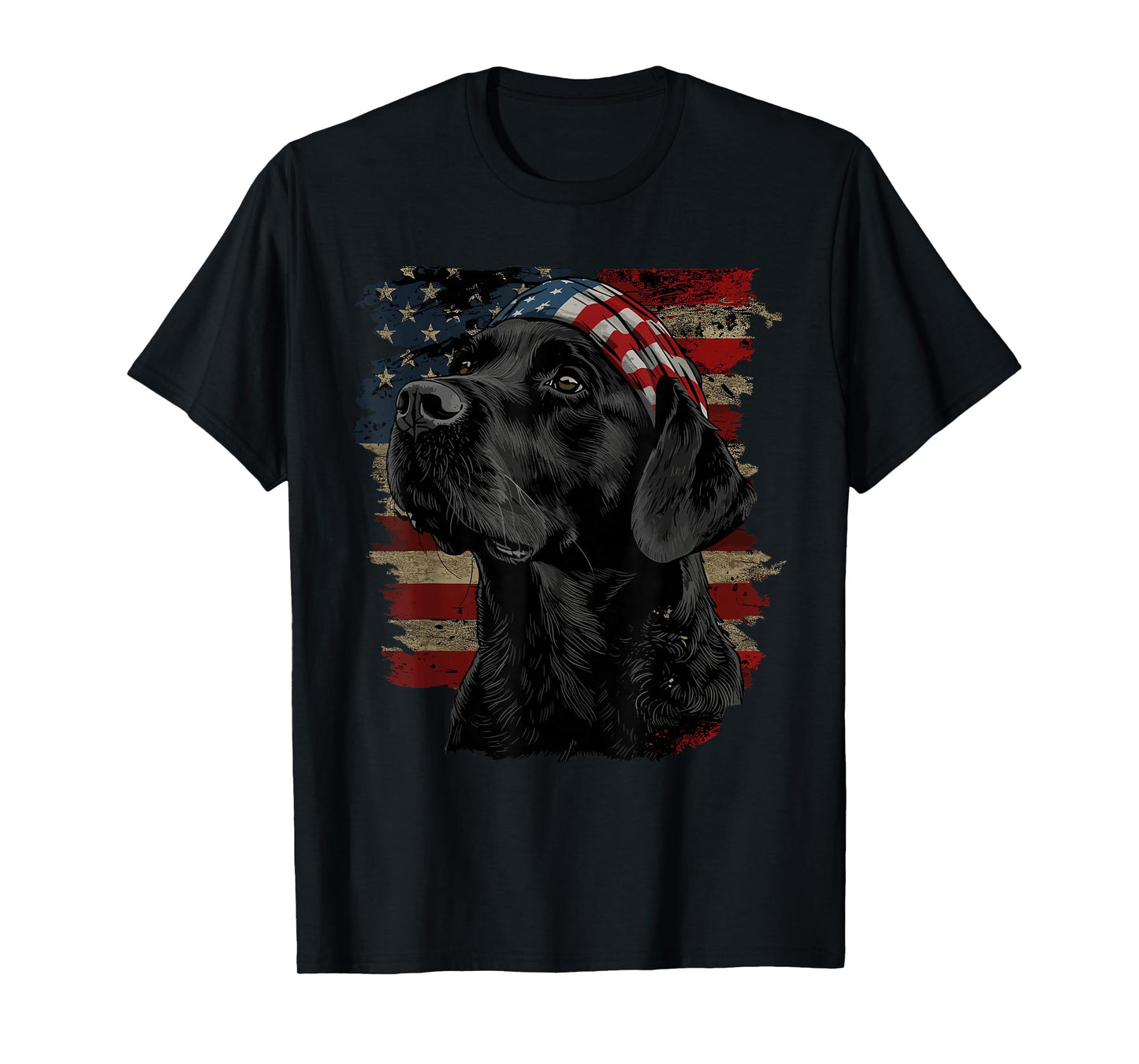 Black Labrador Patriotic Lab 4th of July USA American Flag T-Shirt
