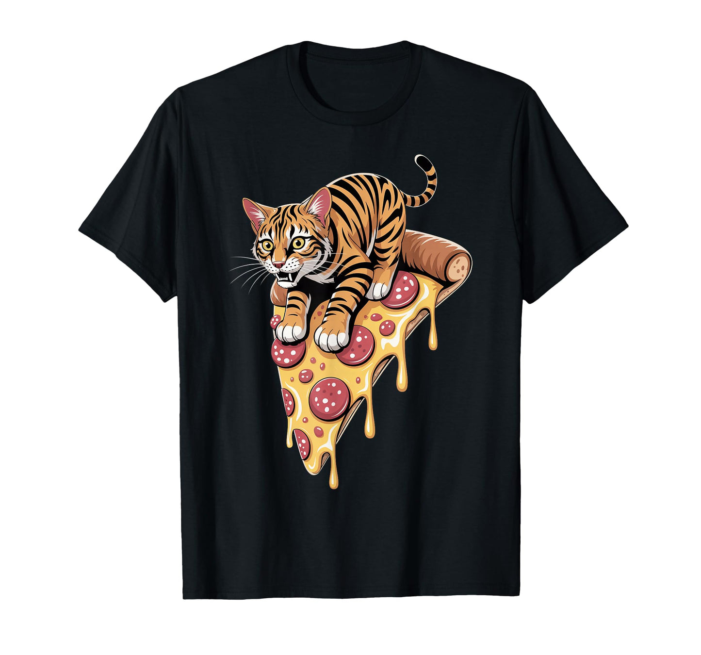 Funny Cat on Pizza T-Shirt