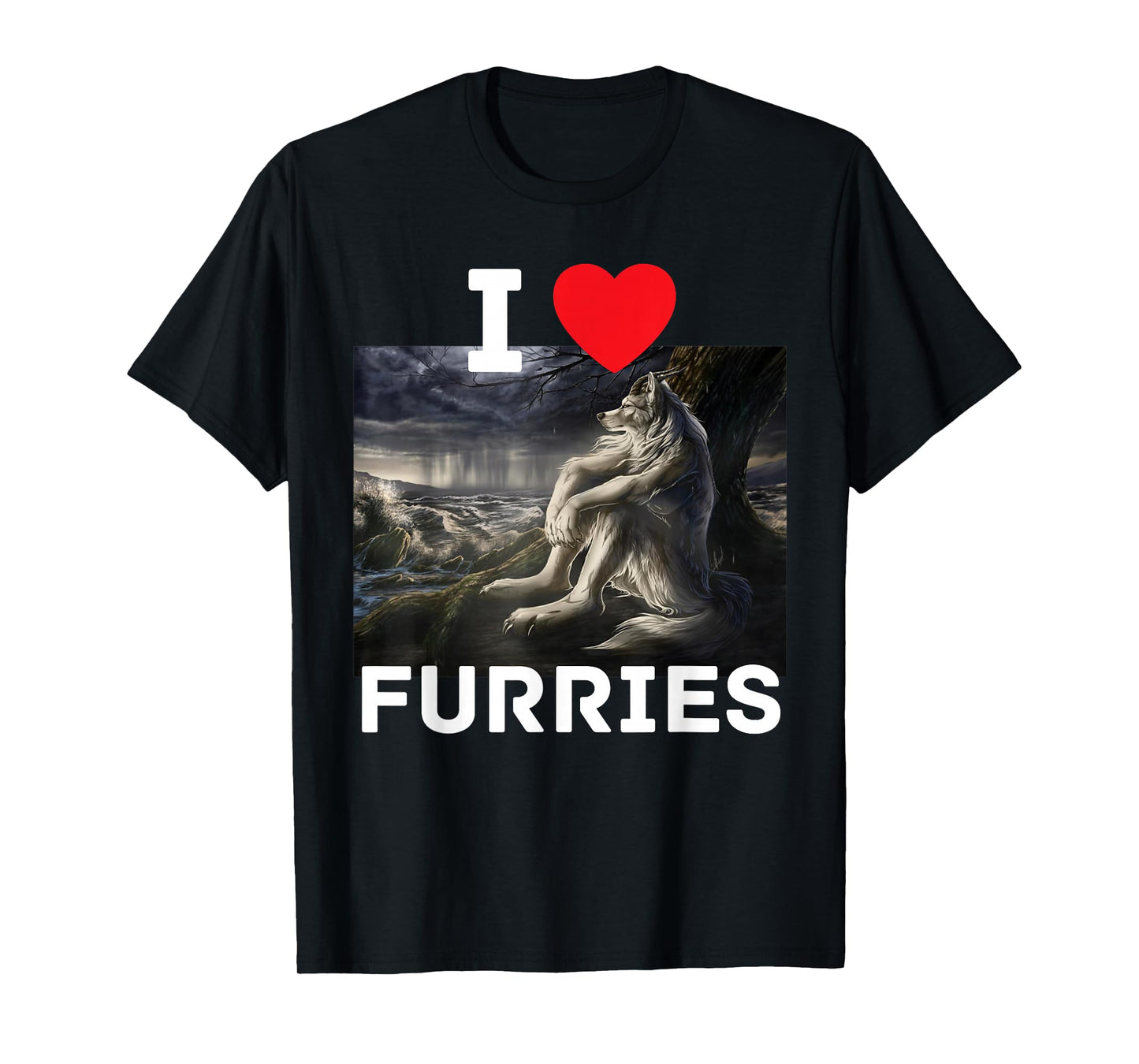 I Heart Furries Funny Cringe Furry Alpha Werewolf Wolf Meme T-Shirt