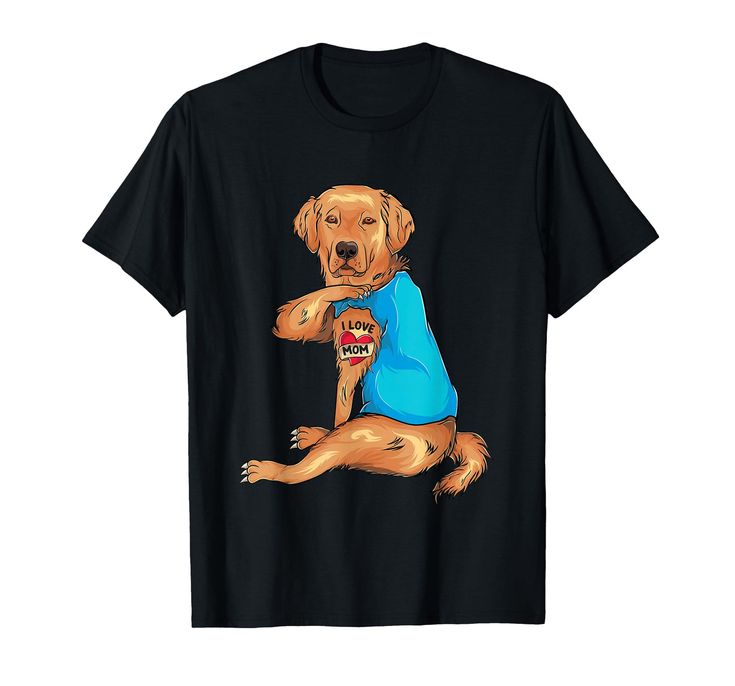 Mother's Day Tattoo I Love Mom Golden Retriever Tattooed T-Shirt