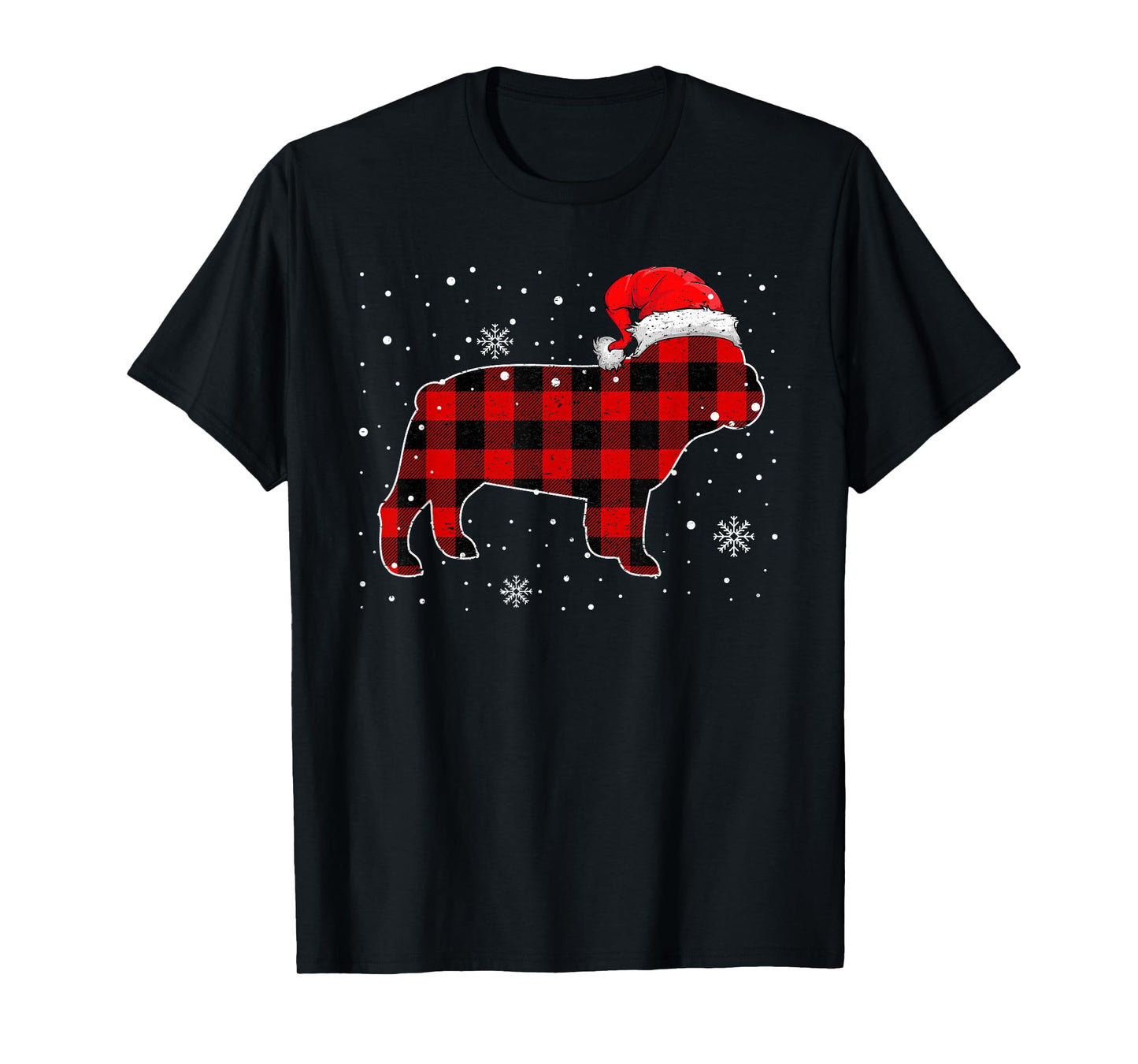 Check Brand For 50, Christmas Buffalo Plaid Bulldog Pajama T-Shirt