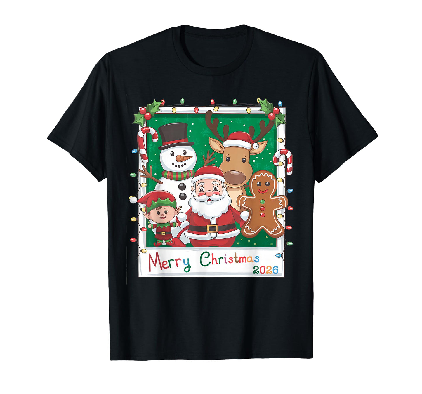 Merry Christmas Santa, Elf, Reindeer, Snowman, Gingerbread T-Shirt