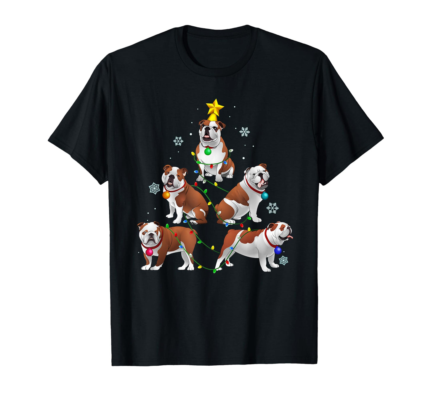 Funny Bulldog Christmas Tree T Shirt Ornament Decor T-Shirt