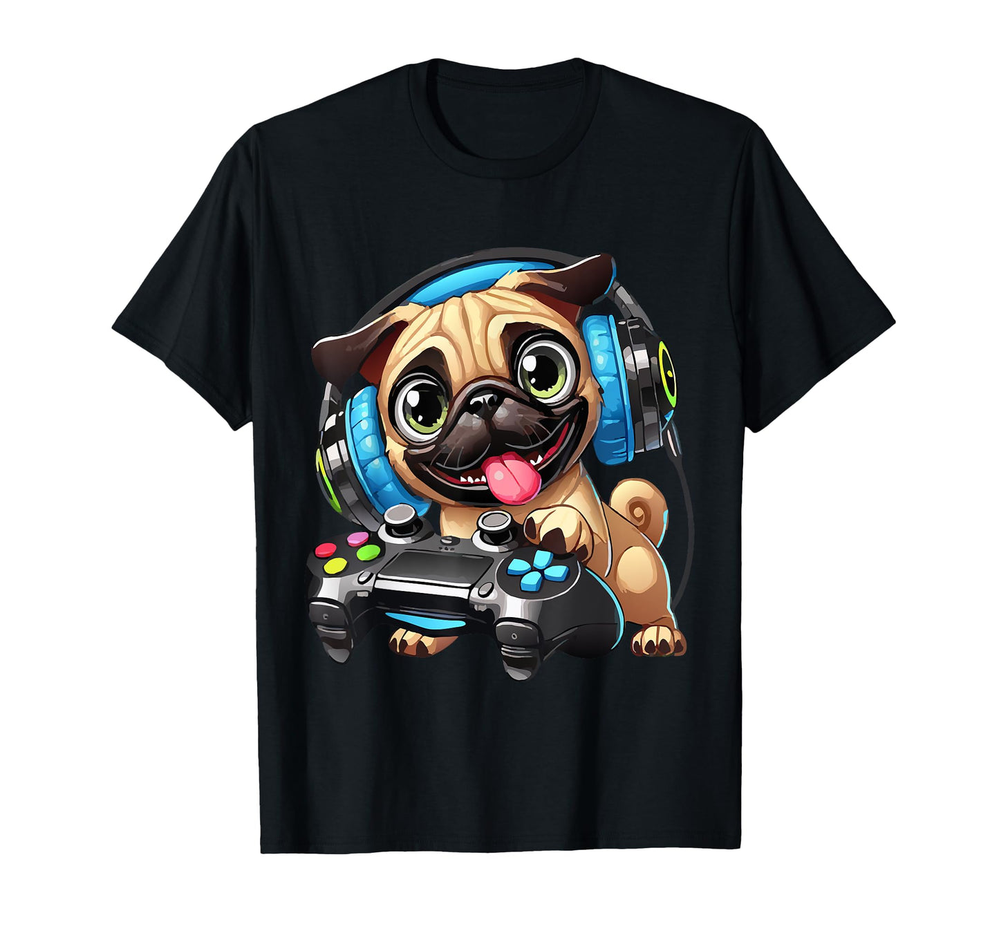 Funny Pug Cute Dog Puppy Playing Gamer Pugs Gaming Lover T-Shirt
