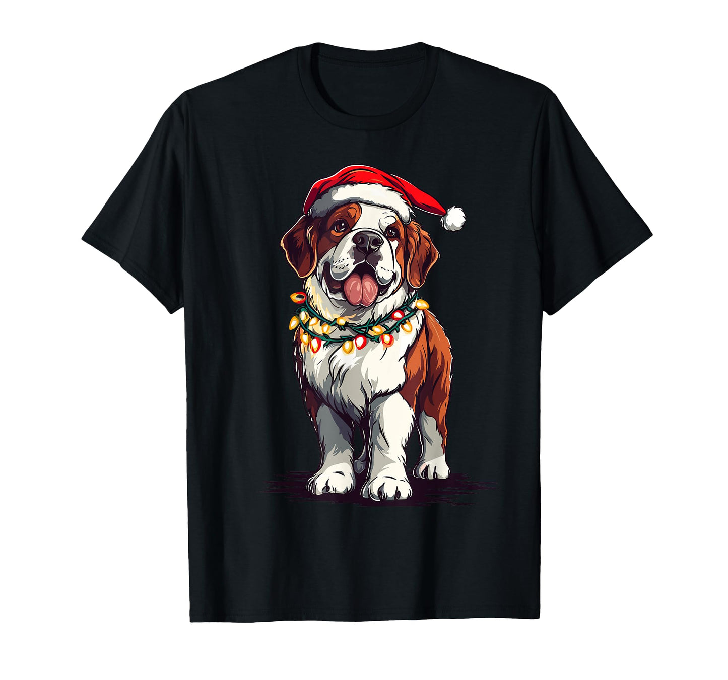 Saint Bernard Santa Christmas Tree Lights Xmas St.Bernard T-Shirt