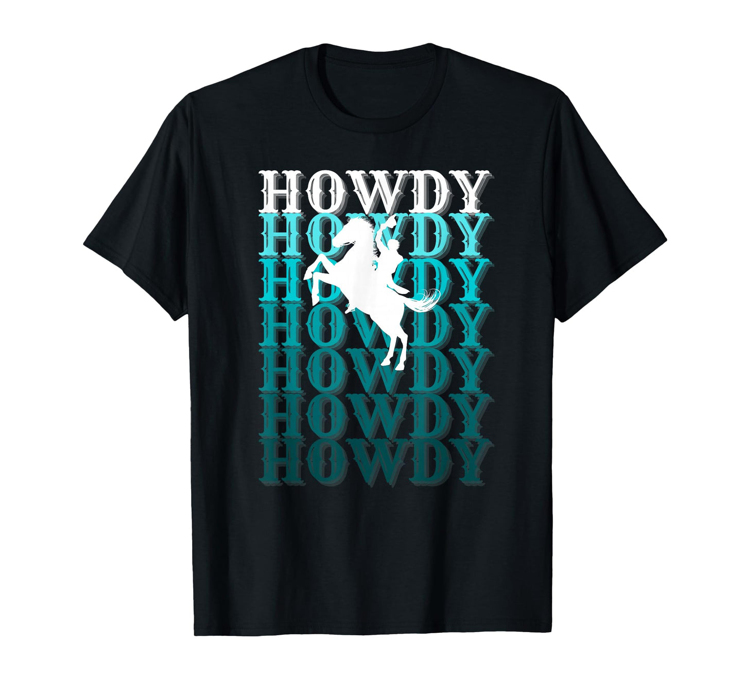 Fun Teal Country Boho Western Greetings Farm Fashion Horses T-Shirt