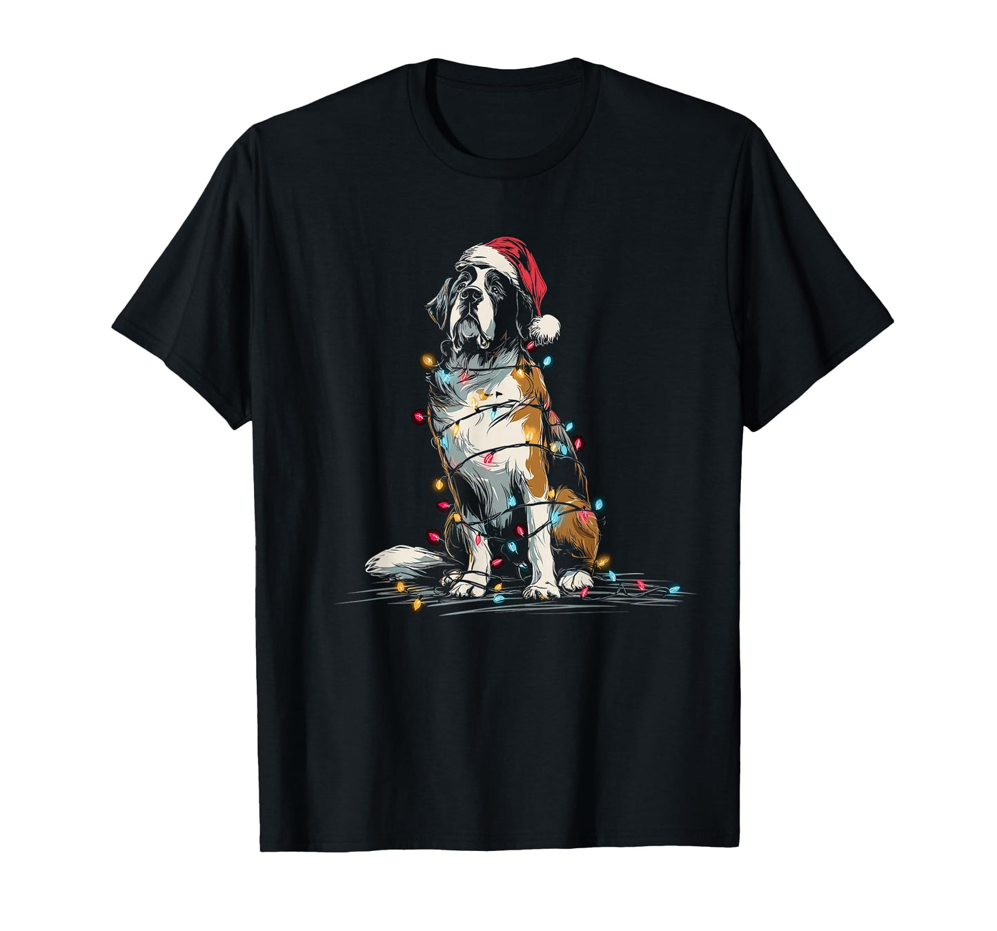 Funny St. Saint Bernard Christmas Graphics Dog Lights Lover T-Shirt