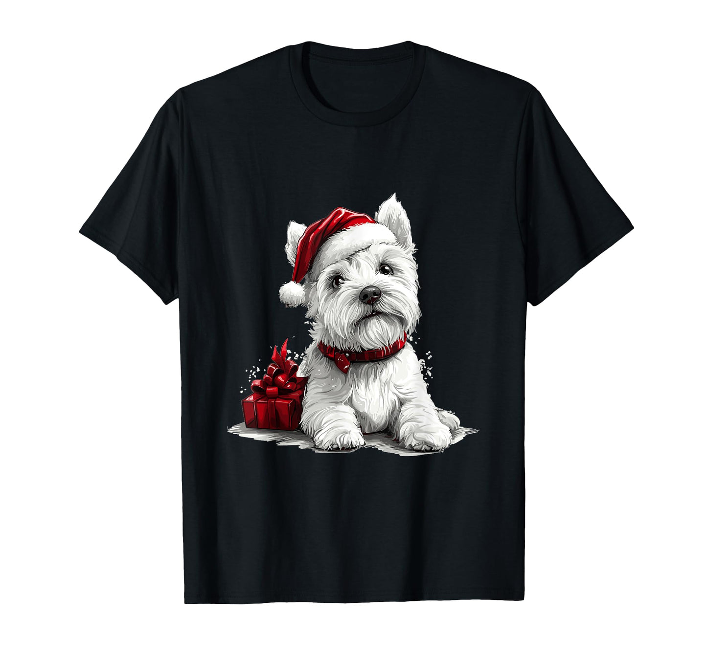 Cute West Highland White Terrier Dog Christmas Merry X-mas T-Shirt for Men Women Kids
