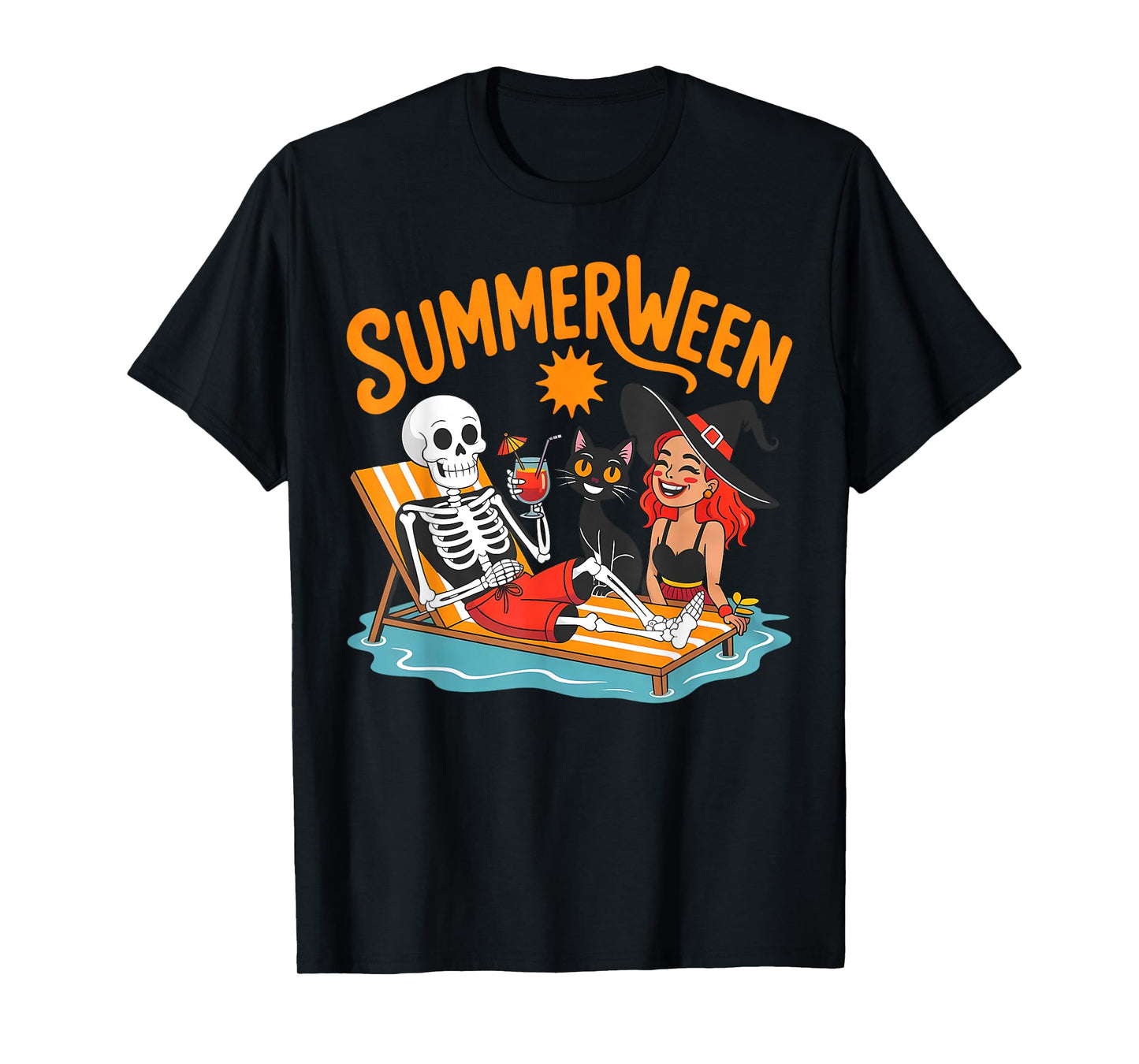 Summerween Skeleton Witch Funny Summer Halloween T-Shirt