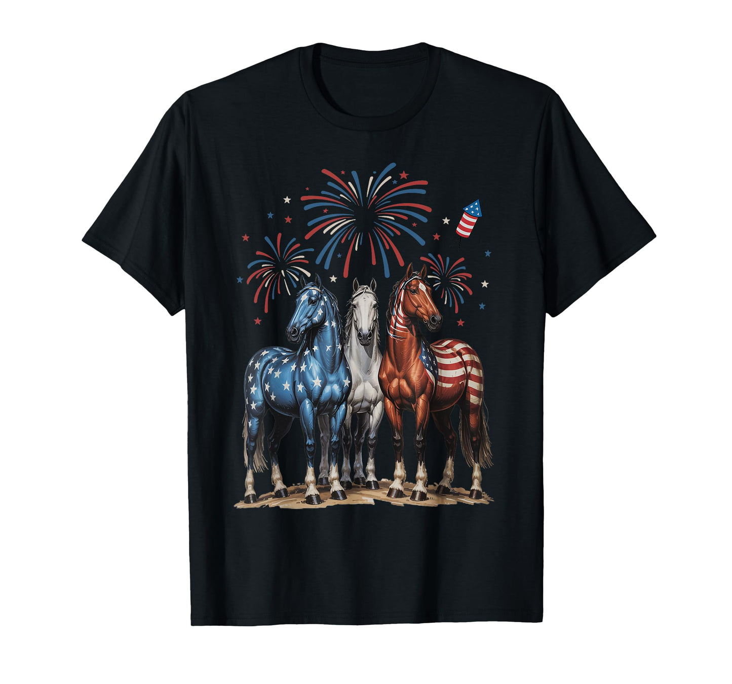 Horse 4th of July USA Flag Independence Day Gifts Graphic T-Shirt