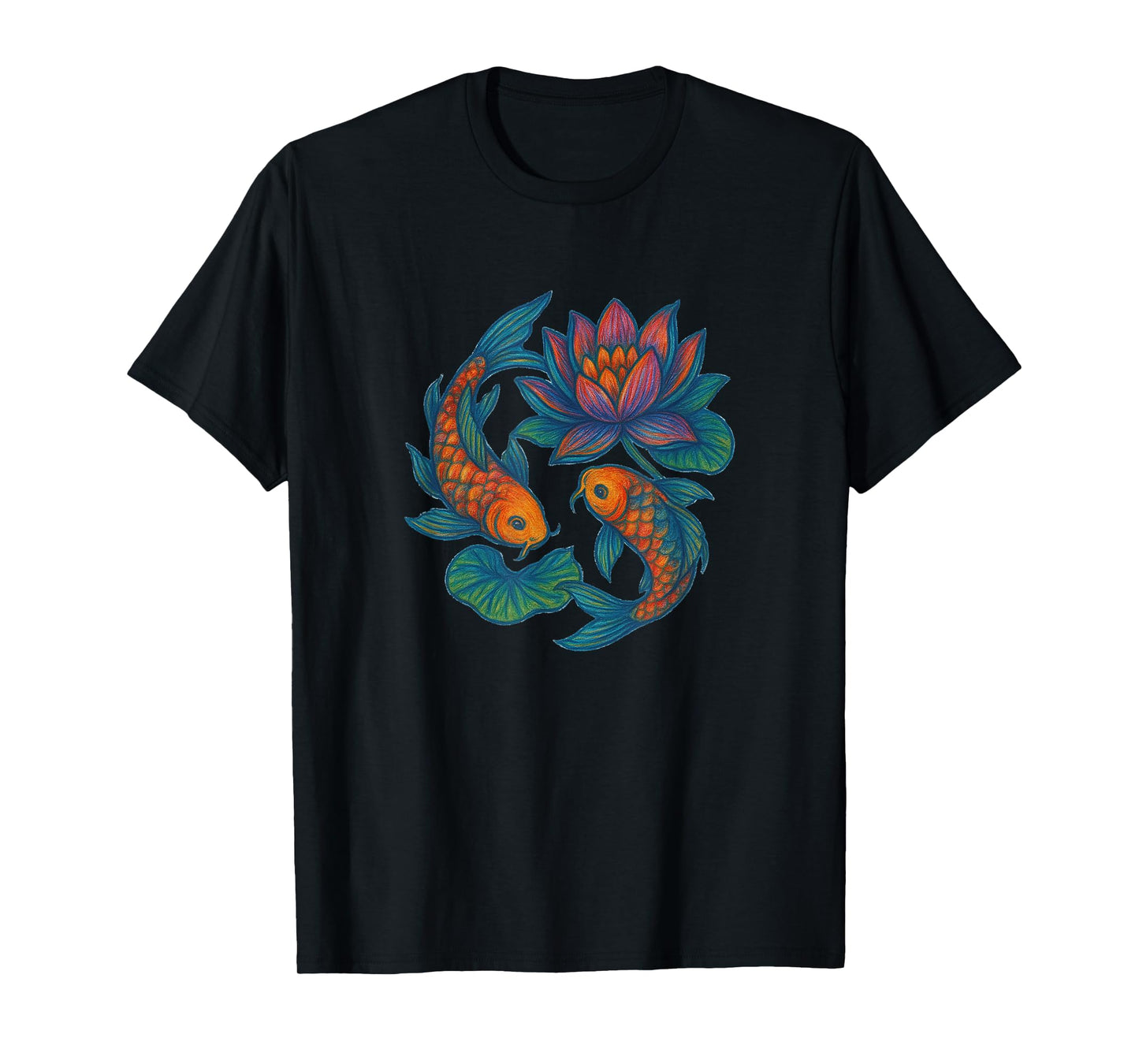 Koi and Lotus Flowers Peaceful Zen Nature Inspired Design T-Shirt