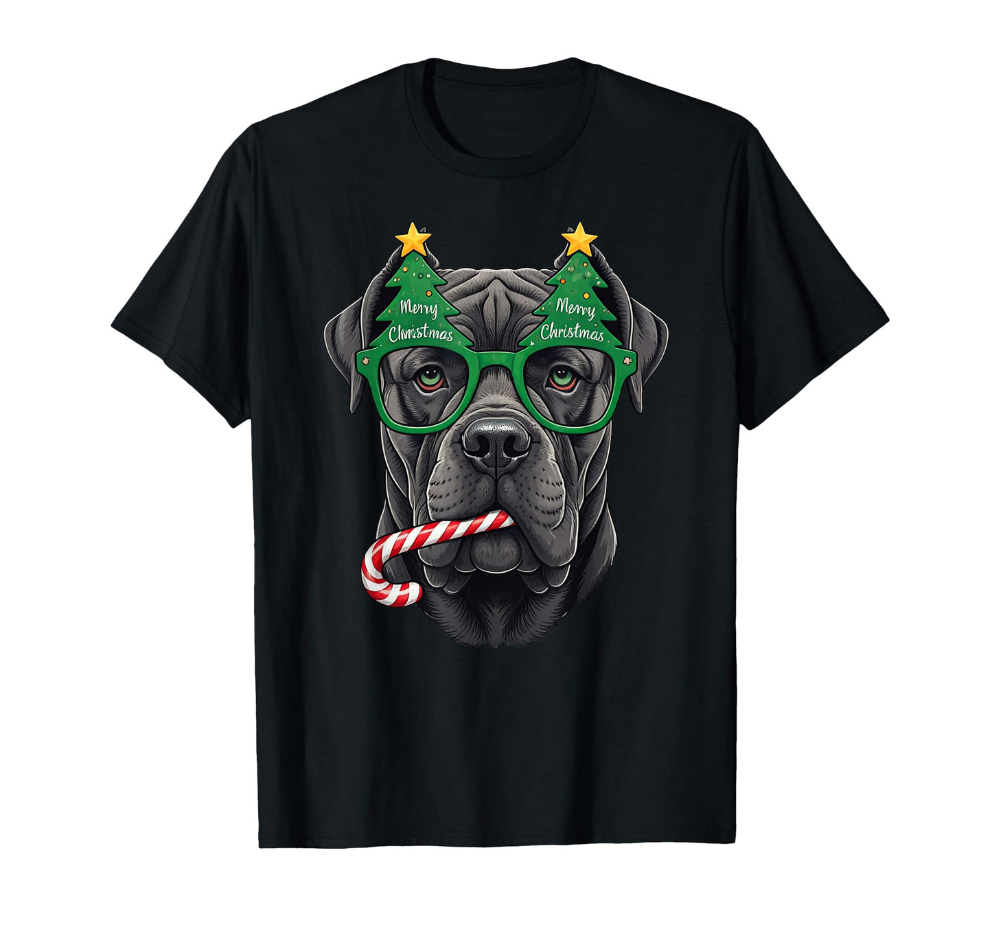 Christmas Tree Sunglasses Cane Corso Candy Cane Mens Womens T-Shirt