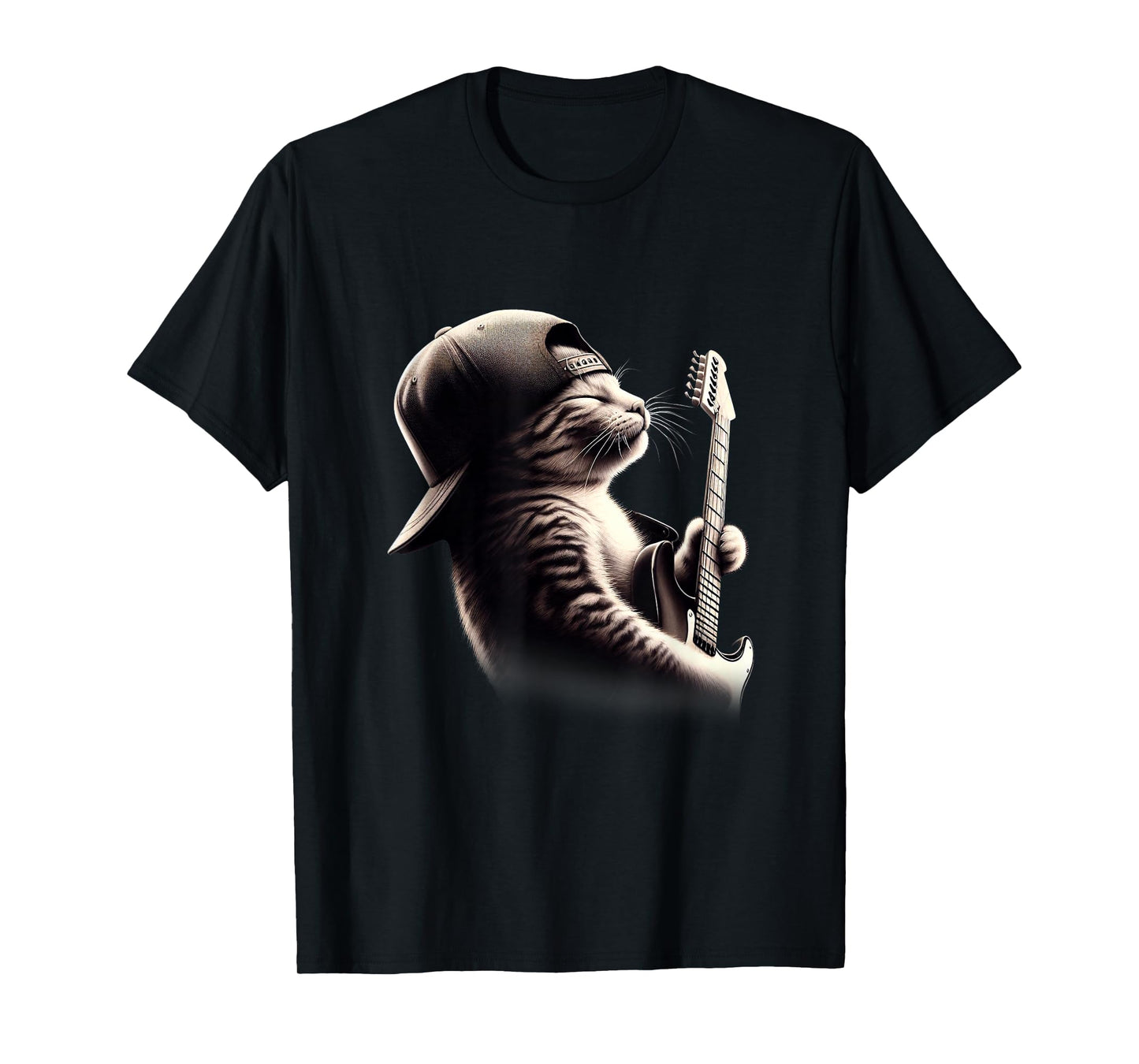 Cat Playing Guitar - Funny Rock Music Guitar Cat T-Shirt