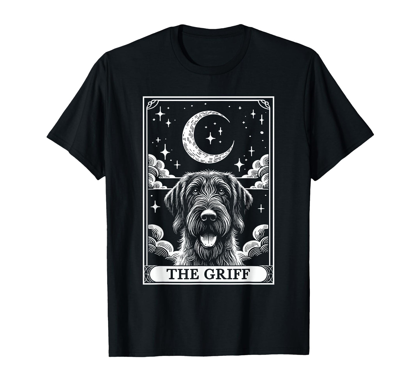 Tarot Card Vintage Crescent Moon Wirehaired Pointing Griffon T-Shirt
