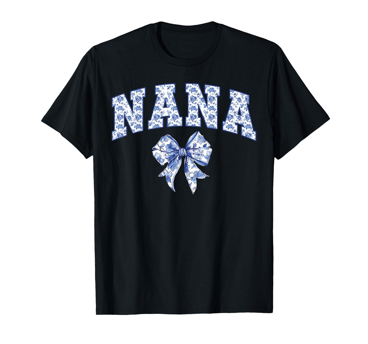 Nana Coquette Toile Blue Bow Floral Family Matching T-Shirt