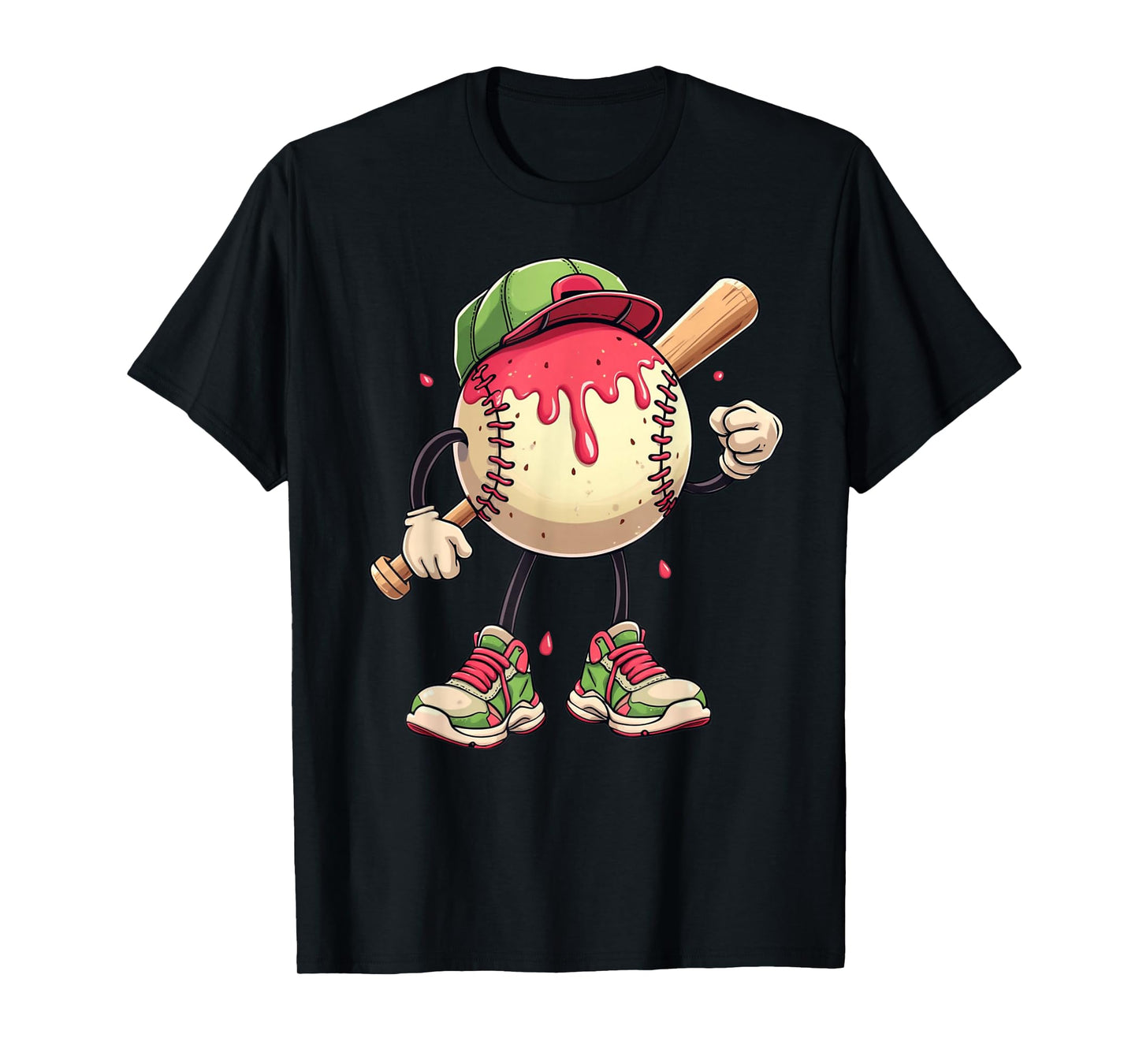 Girls Boys Baseball Ice Cream Drip Youth Drip Baseball Kids T-Shirt