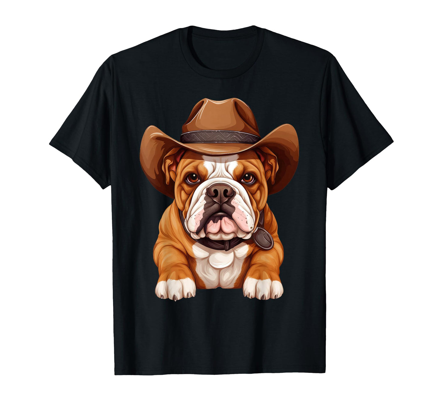 English Bulldog in Cowboy Hat Bulldog Lovers T-Shirt