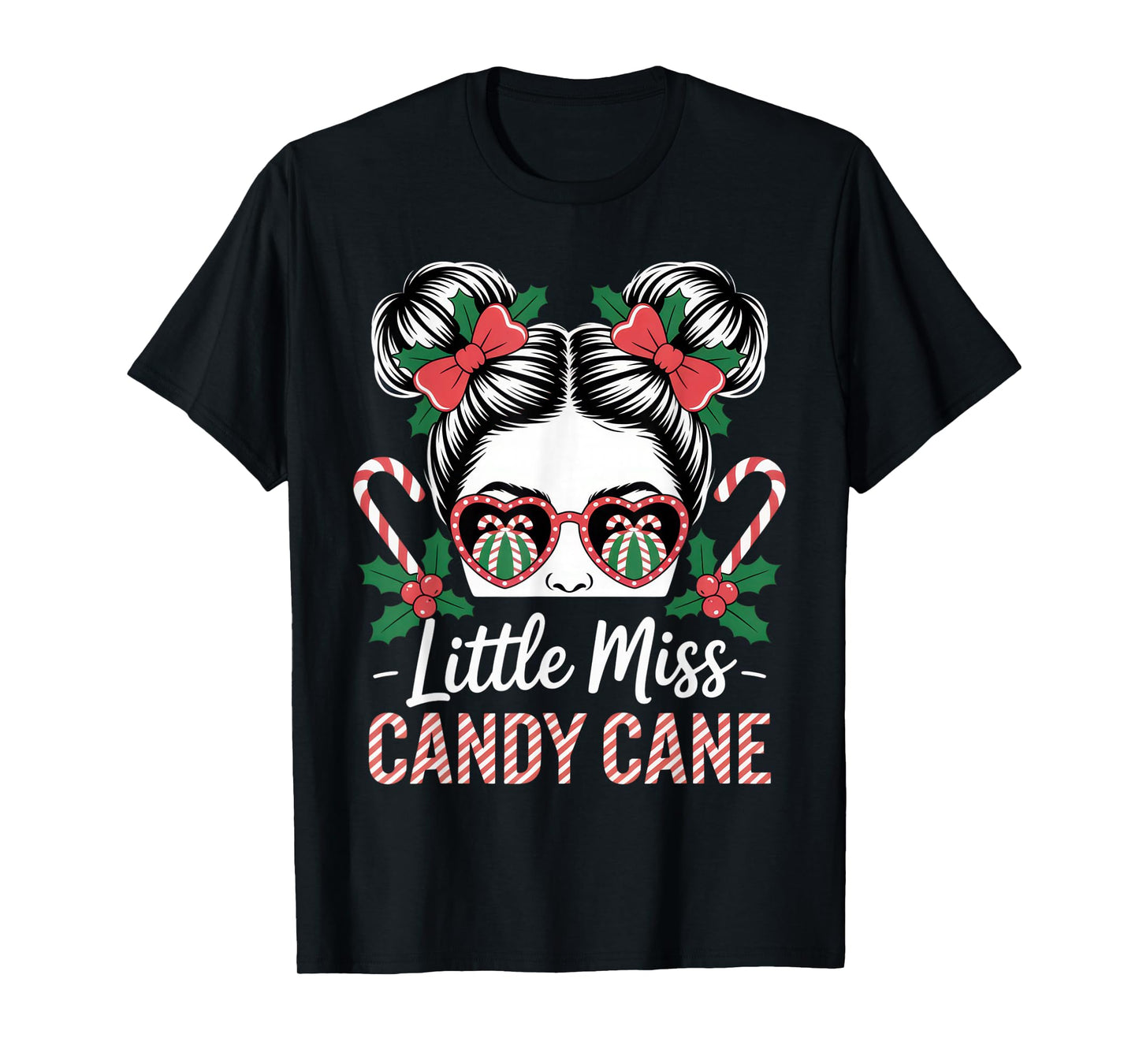 Little Miss Candy Cane Funny Holiday Christmas Vibes T-Shirt