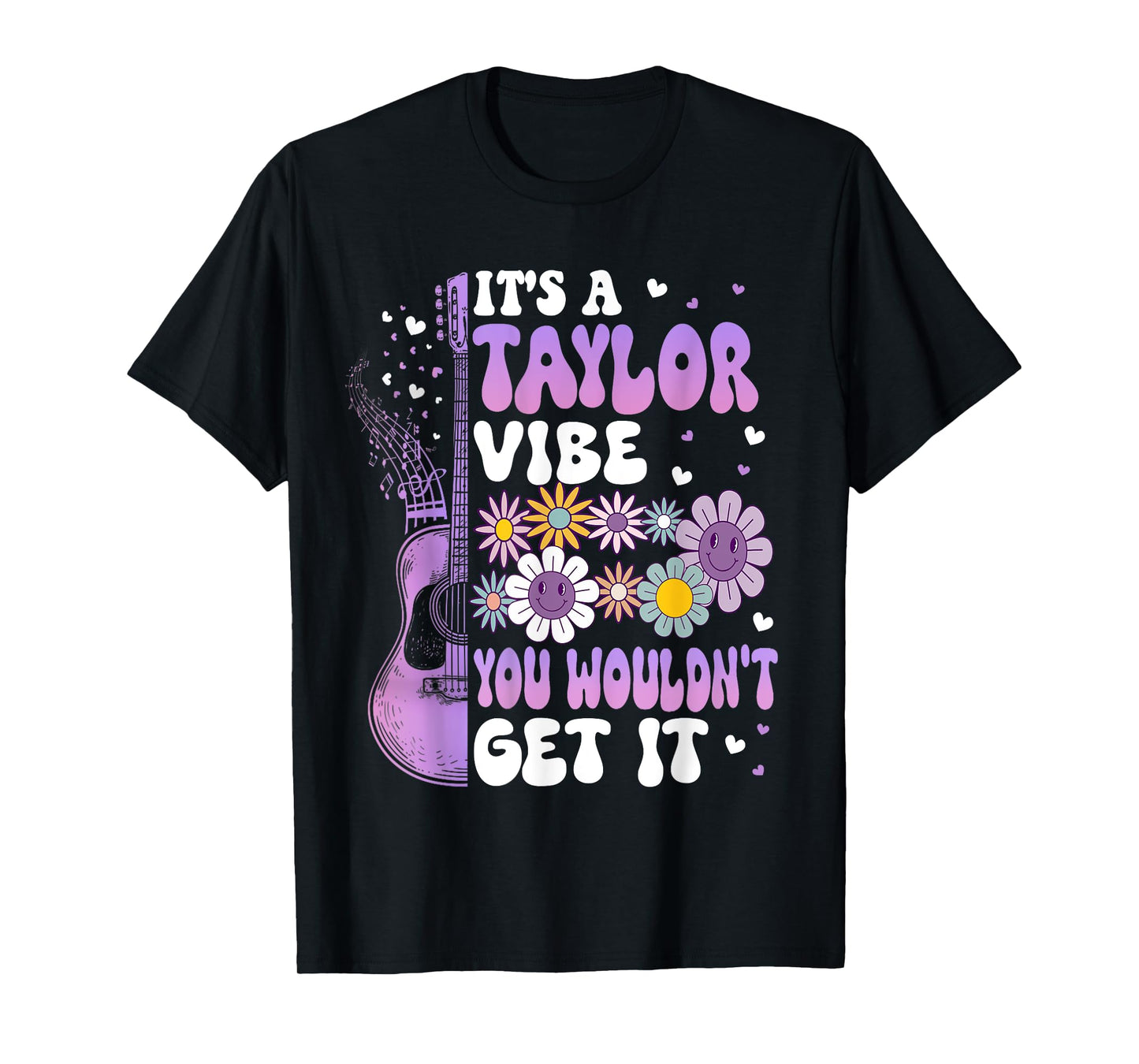 Girl Retro Taylor First Name Personalized Groovy It's A Taylor Vibe You Wouldn't Get It Groovy Unisex-Adults, Kids Black Short Sleeve Cotton 65%, Polyester 35% Small Classic Fit Imported T-Shirt