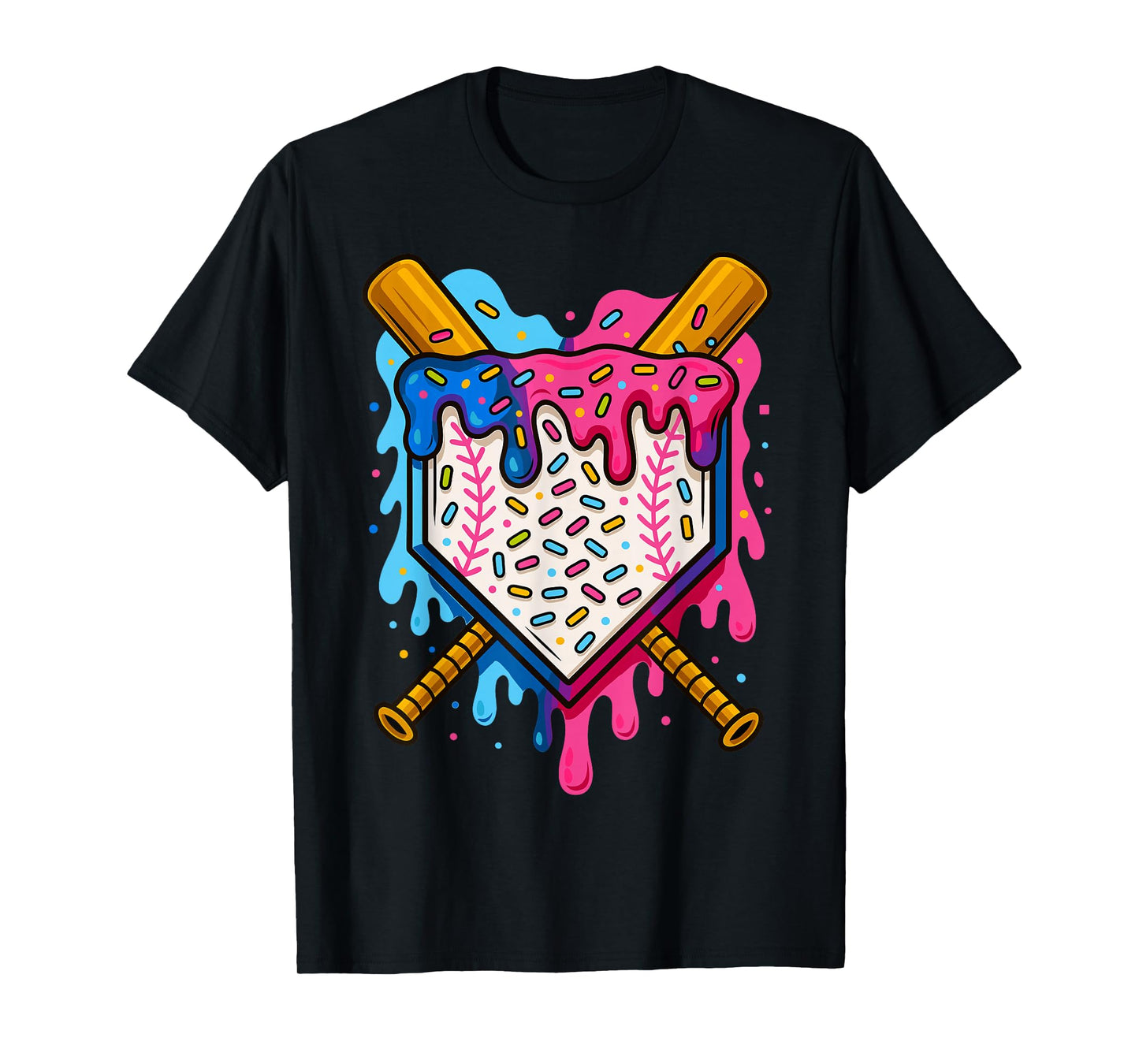 Baseball Boys Ice Cream Drip Baseball T-Shirt