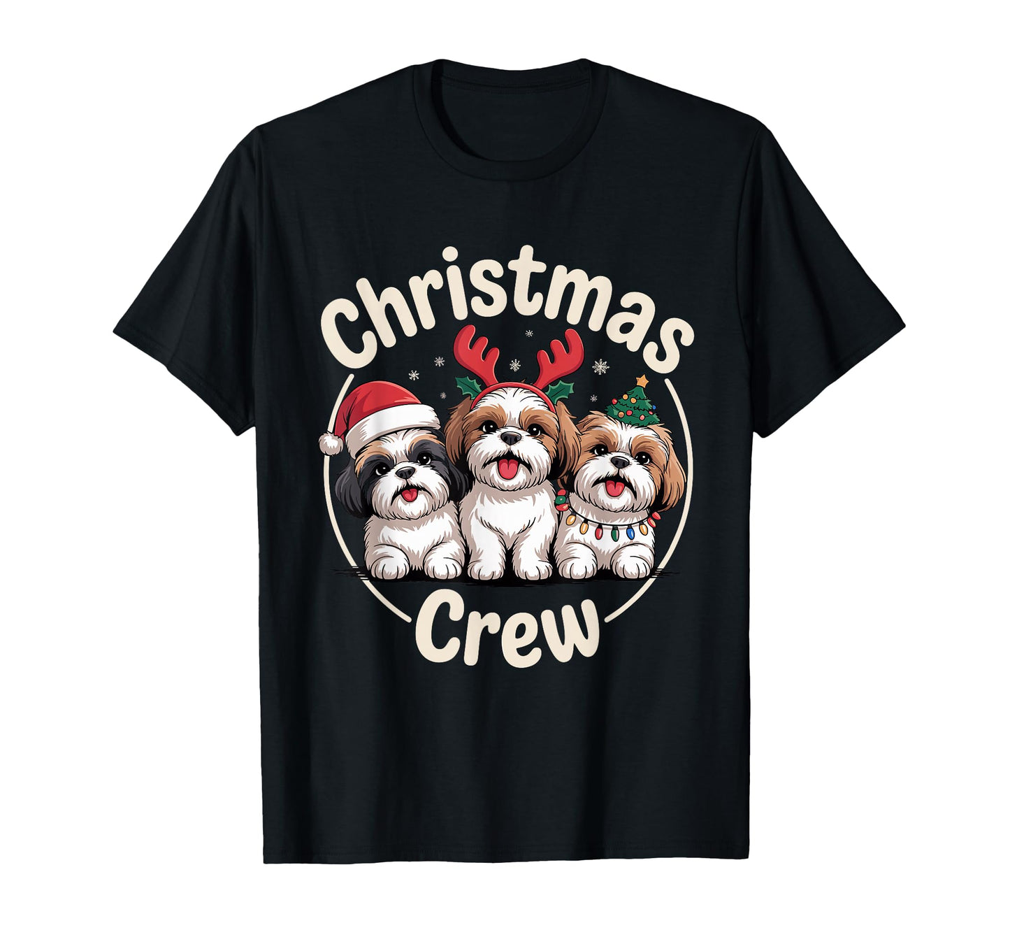 Christmas Crew Xmas Puppy Mix Dog Funny Christmas Shih Tzu T-Shirt