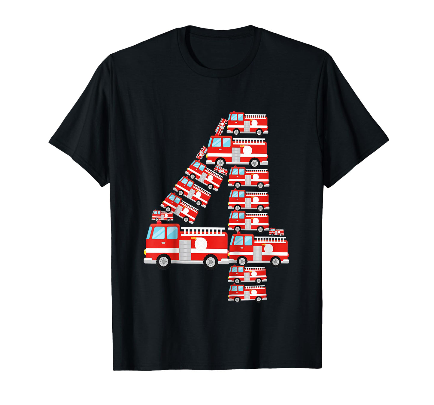 Kids Fire Truck 4th Birthday Boy 4 Year Old Firefighter T-Shirt