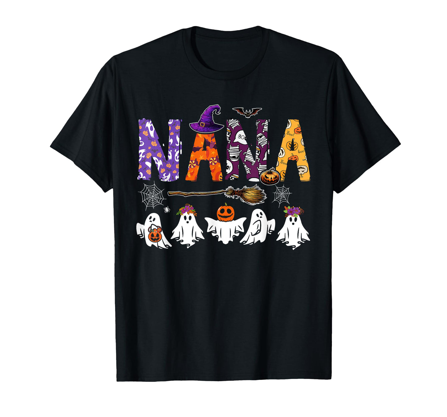 Nana Halloween Boo Ghost Horror Costume Family Funny Party T-Shirt