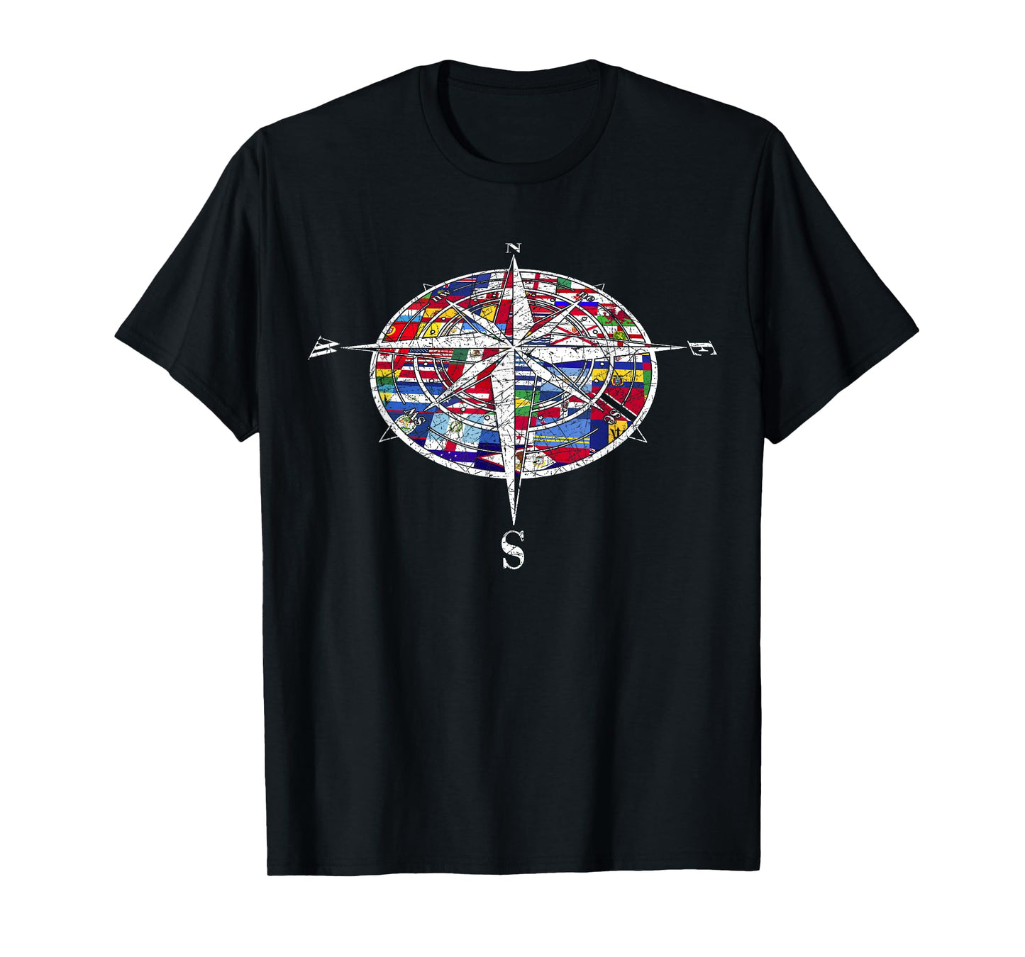 World Flag Compass Travelling Traveler World Flags T-Shirt