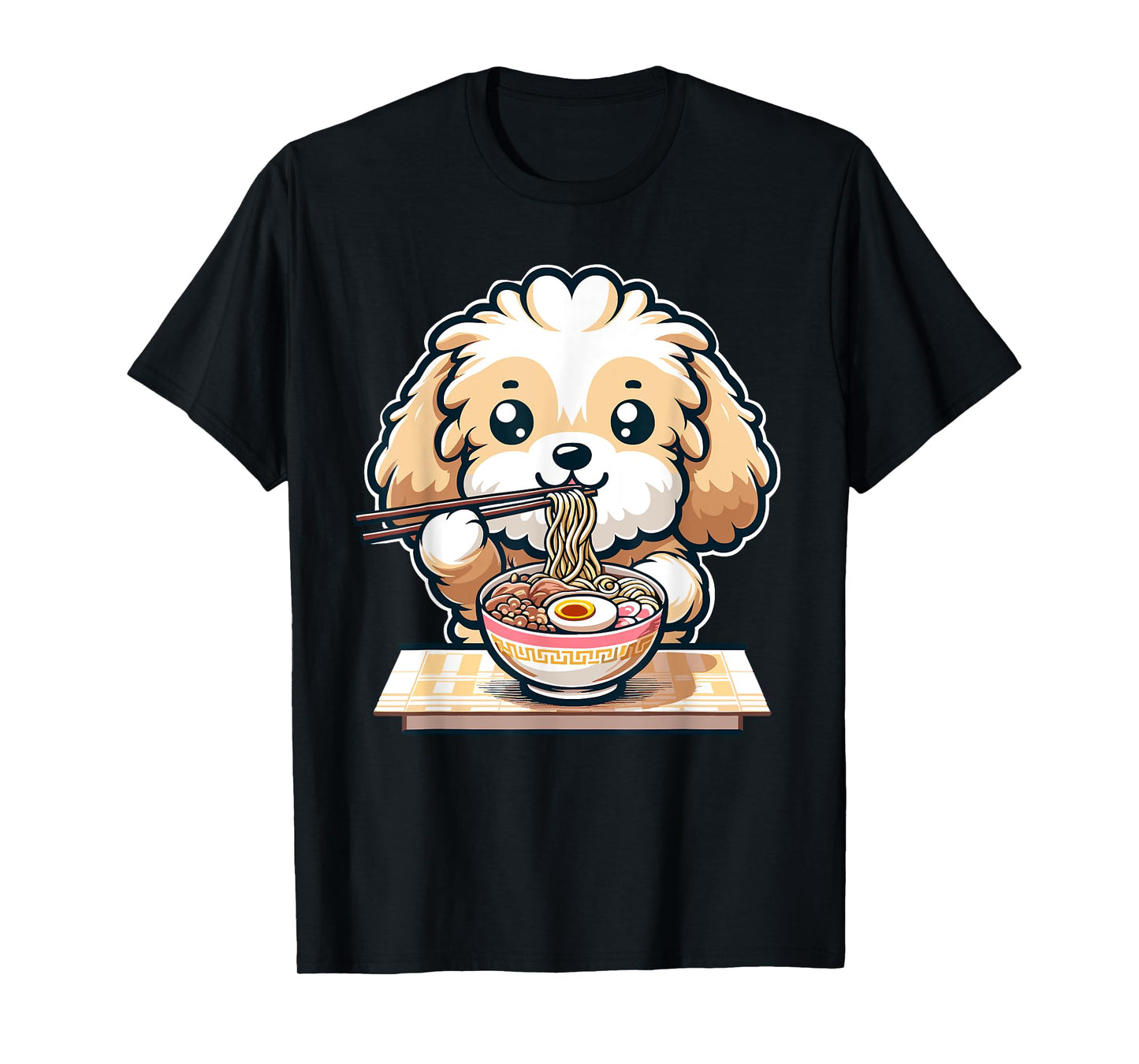 Cute Kawaii Cockapoo Eating Ramen Noodles Food Dog Lovers T-Shirt