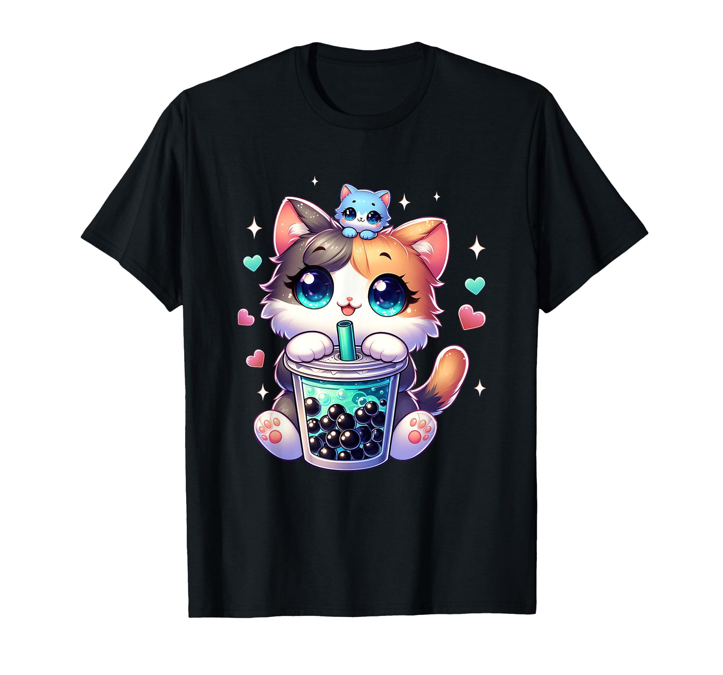 Kawaii Chibi Cat Boba Japanese Cute Anime Cartoon T-Shirt