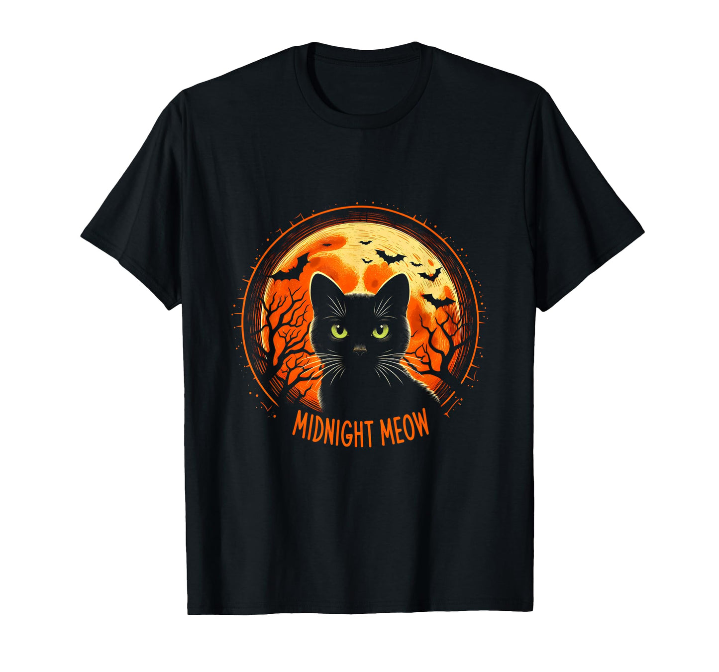 Halloween Black Cat Lover Midnight Meow T-Shirt