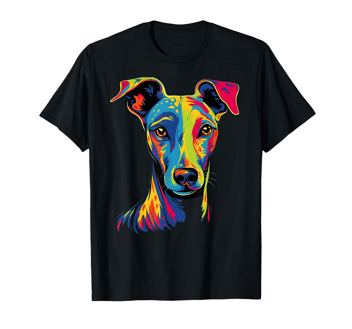 Funny Whippet Dog Mom or Dad Colorful Puppy Art Lover Black T-Shirt