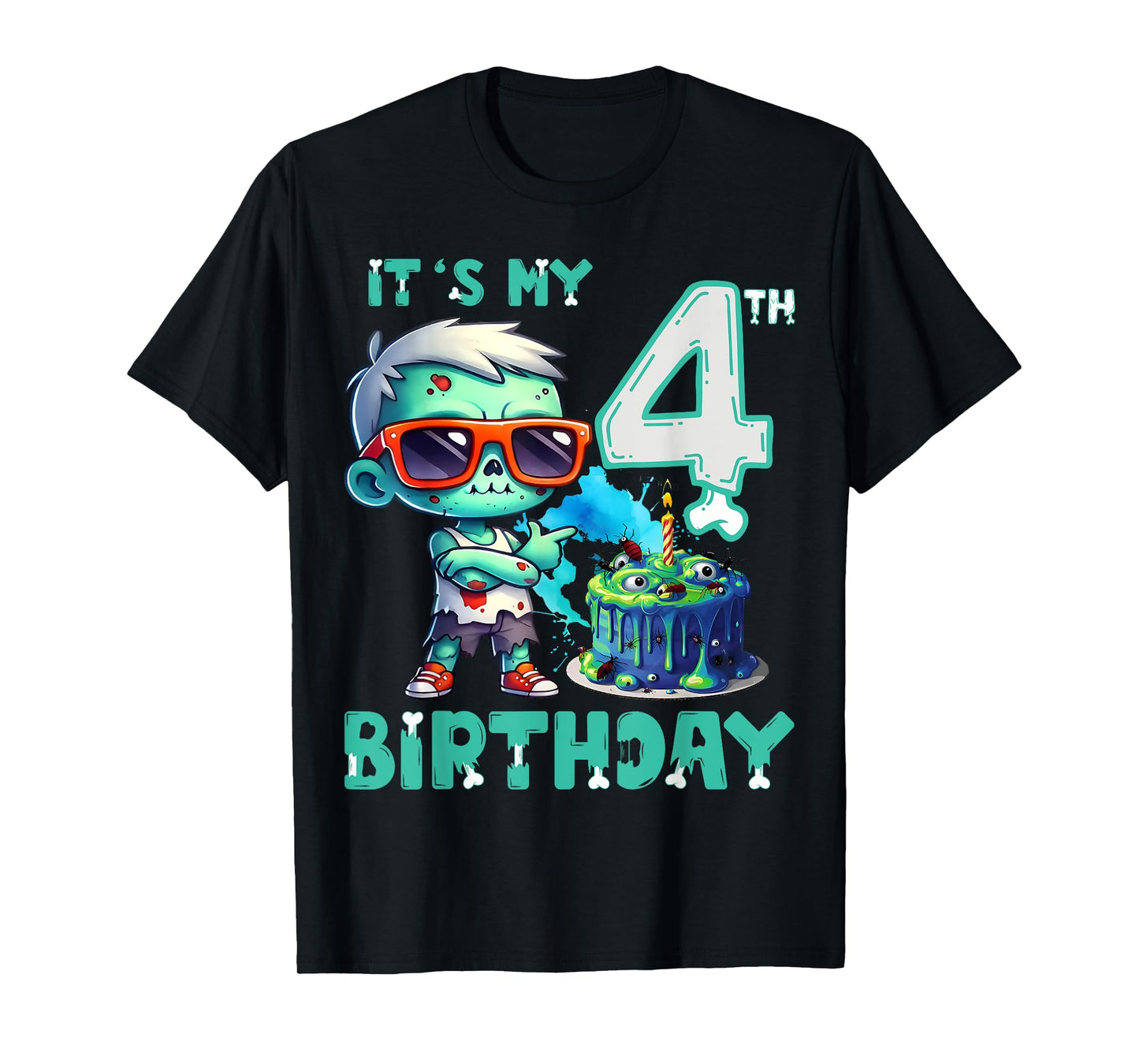 Kids It's My 4th Birthday Cool Zombie Lover 4 Year Old Boys T-Shirt