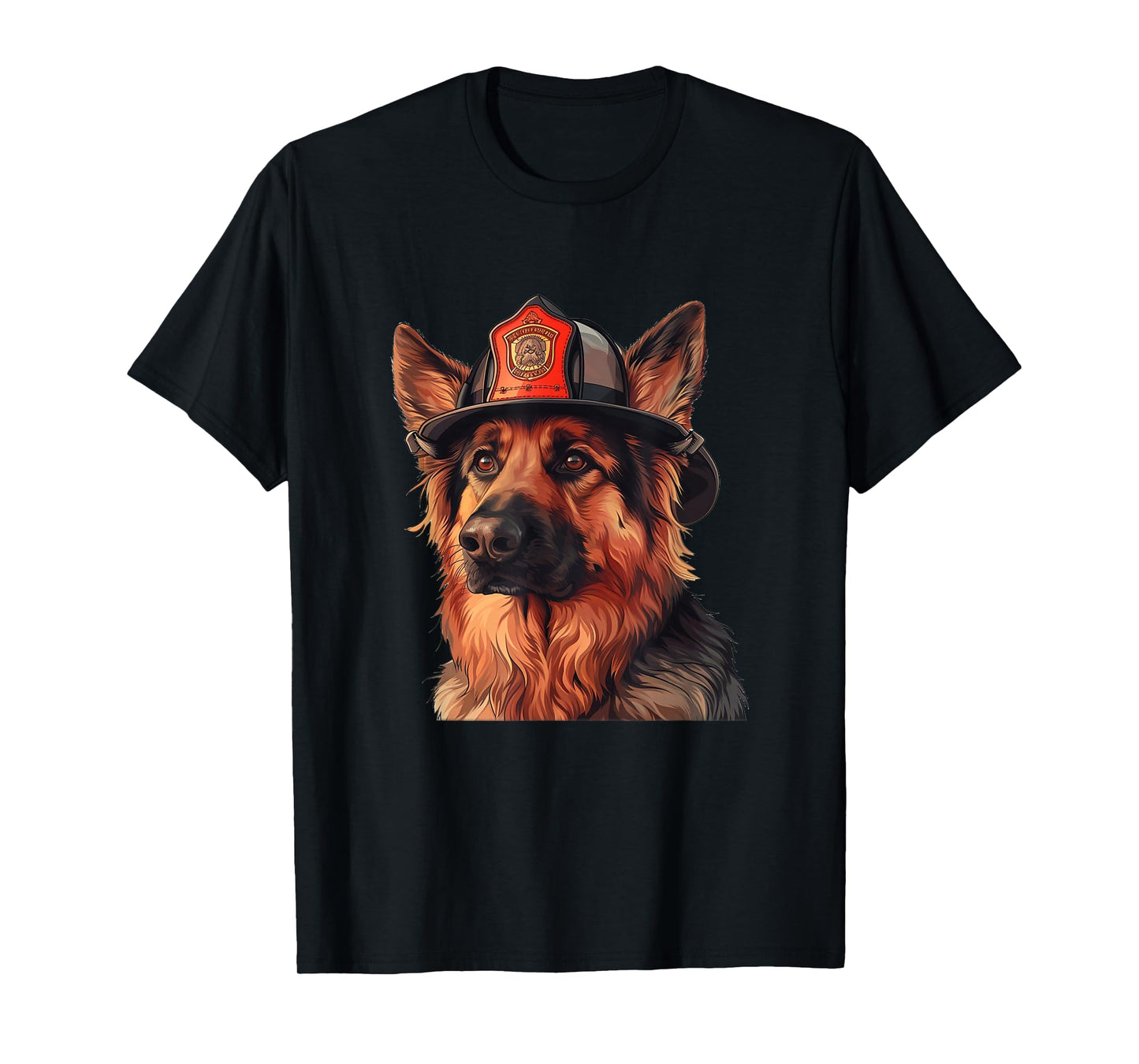 German Shepherd Firefighter Hat Firehouse Fireman Dog T-Shirt