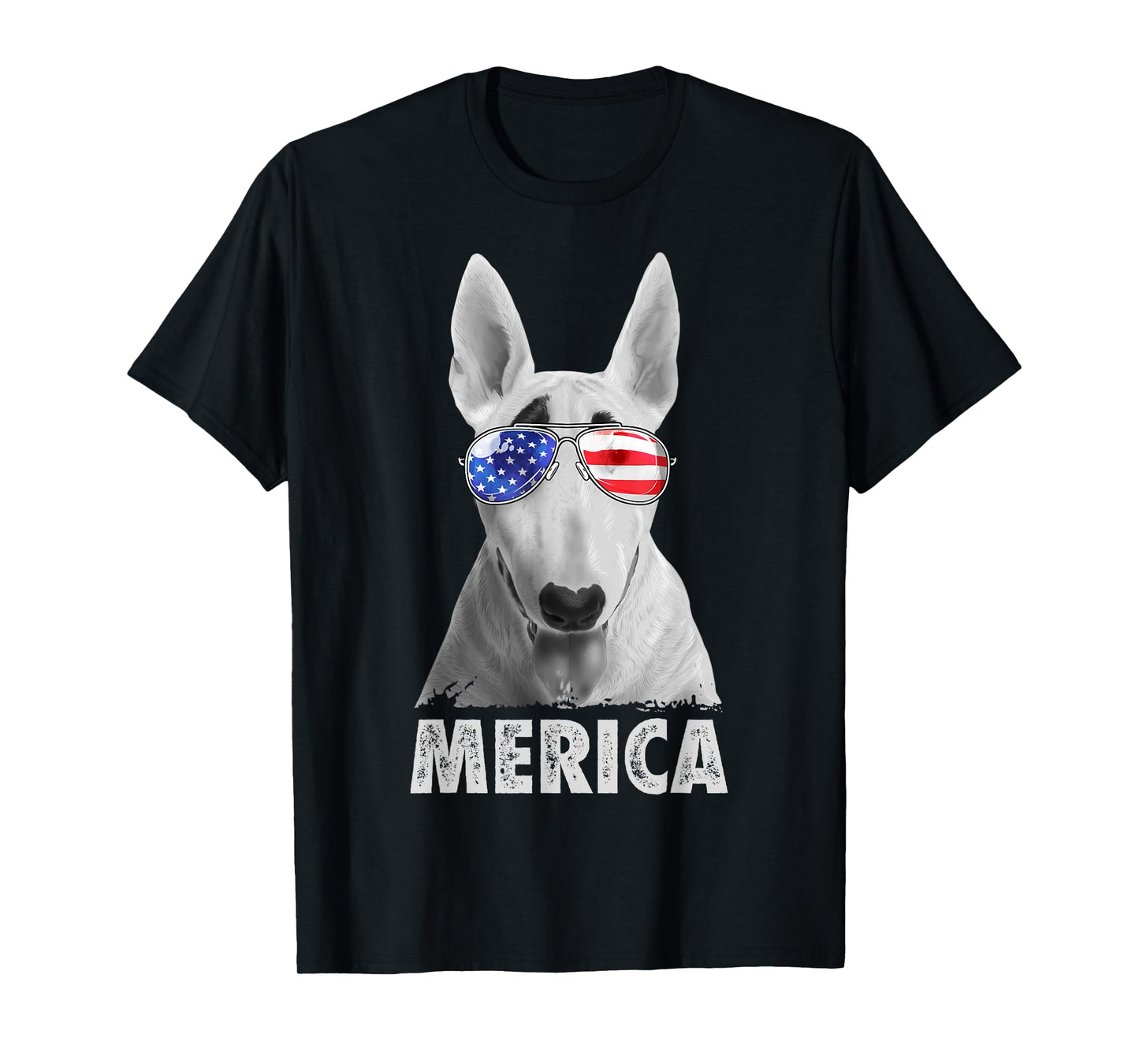 Bull Terrier 4th of July Merica Men American Flag Sunglasses T-Shirt
