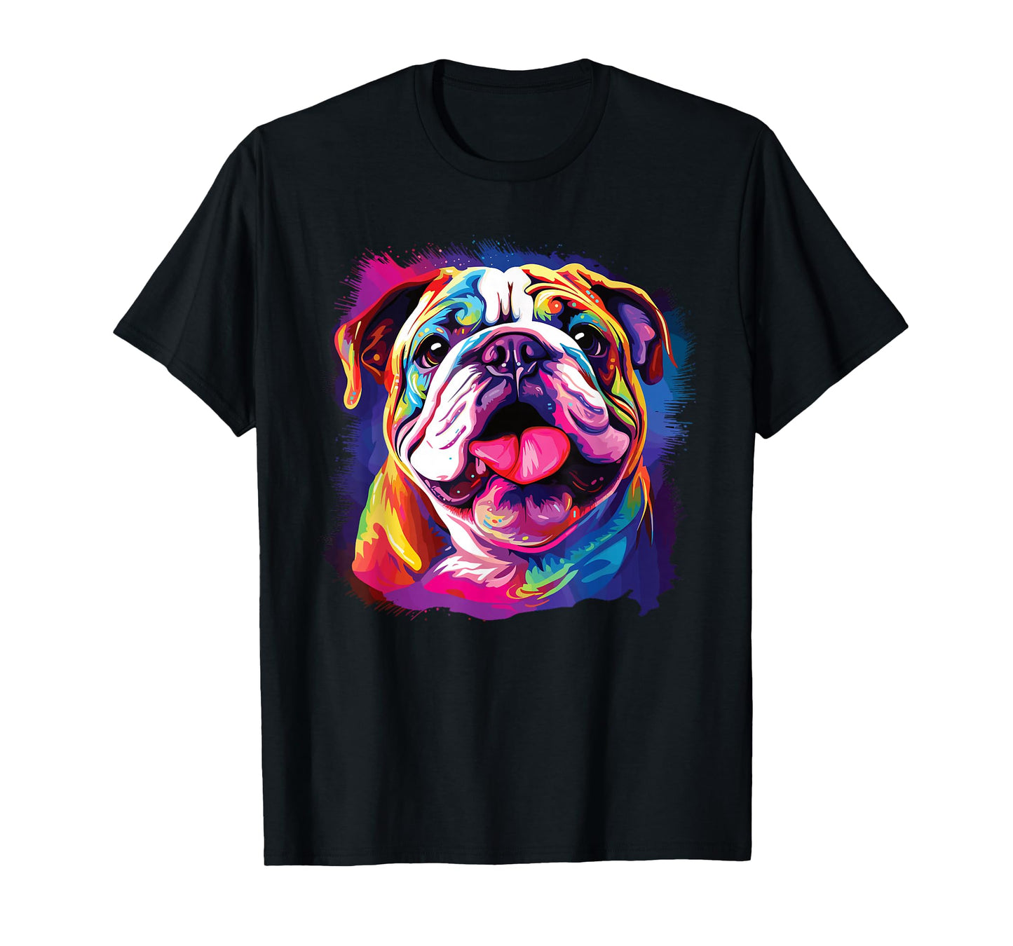 Watercolor Colorful English Bulldog Dogs T-Shirt