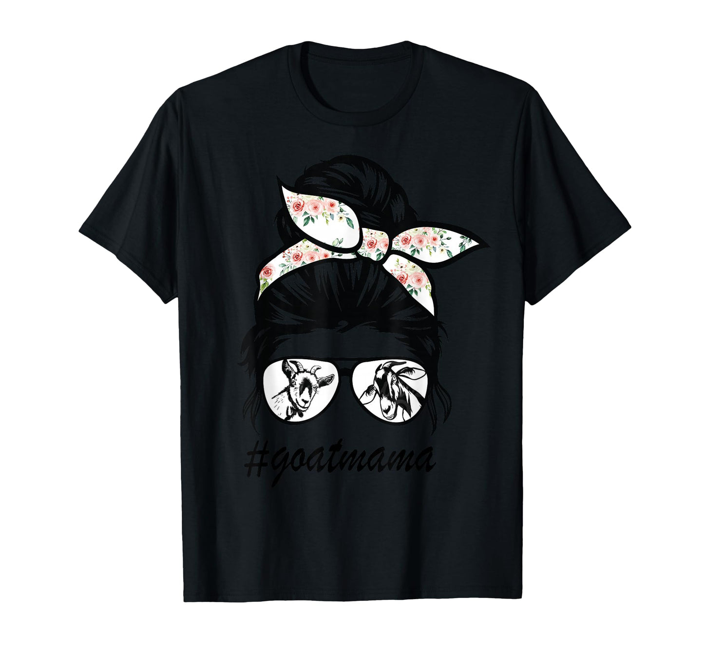 goat mama Messy Bun goat mom messy bun hair glasses T-Shirt