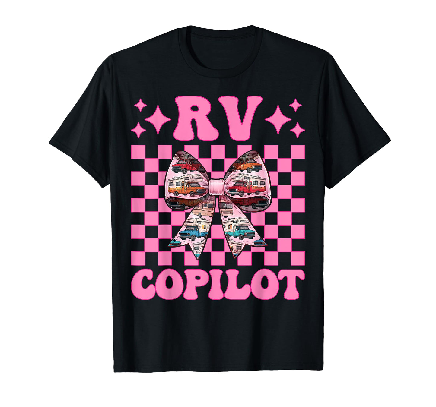 RV Copilot RV Camping Camper Motorhome Girl Mom Coquette Bow T-Shirt