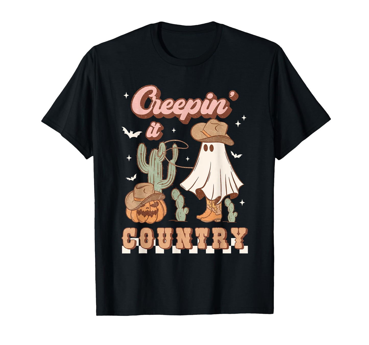 Retro Halloween Cowgirl Ghost Western Creepin' It Country T-Shirt
