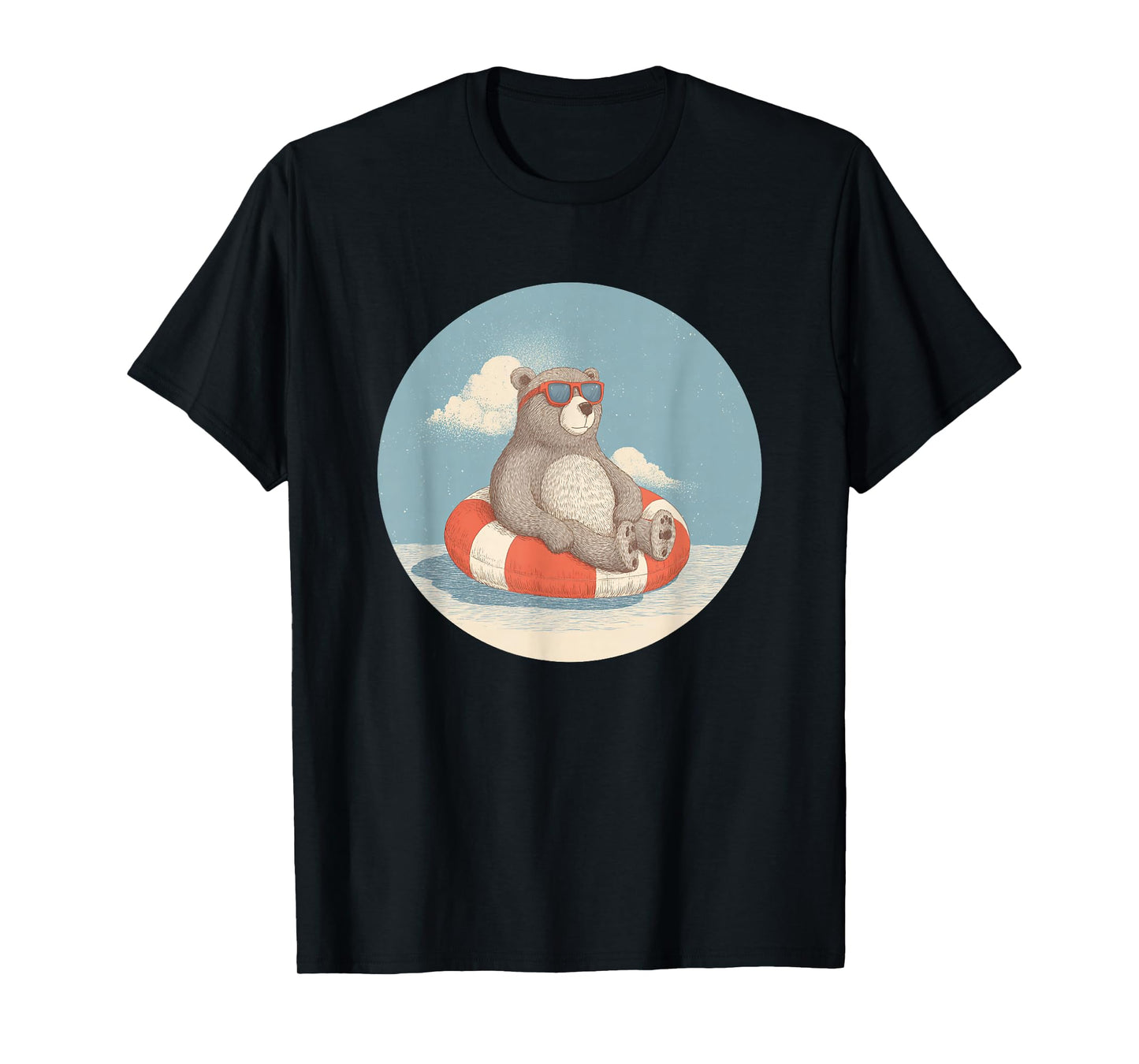 Handsome Bear with Funny Pool Ring for Sunglasses Lovers T-Shirt