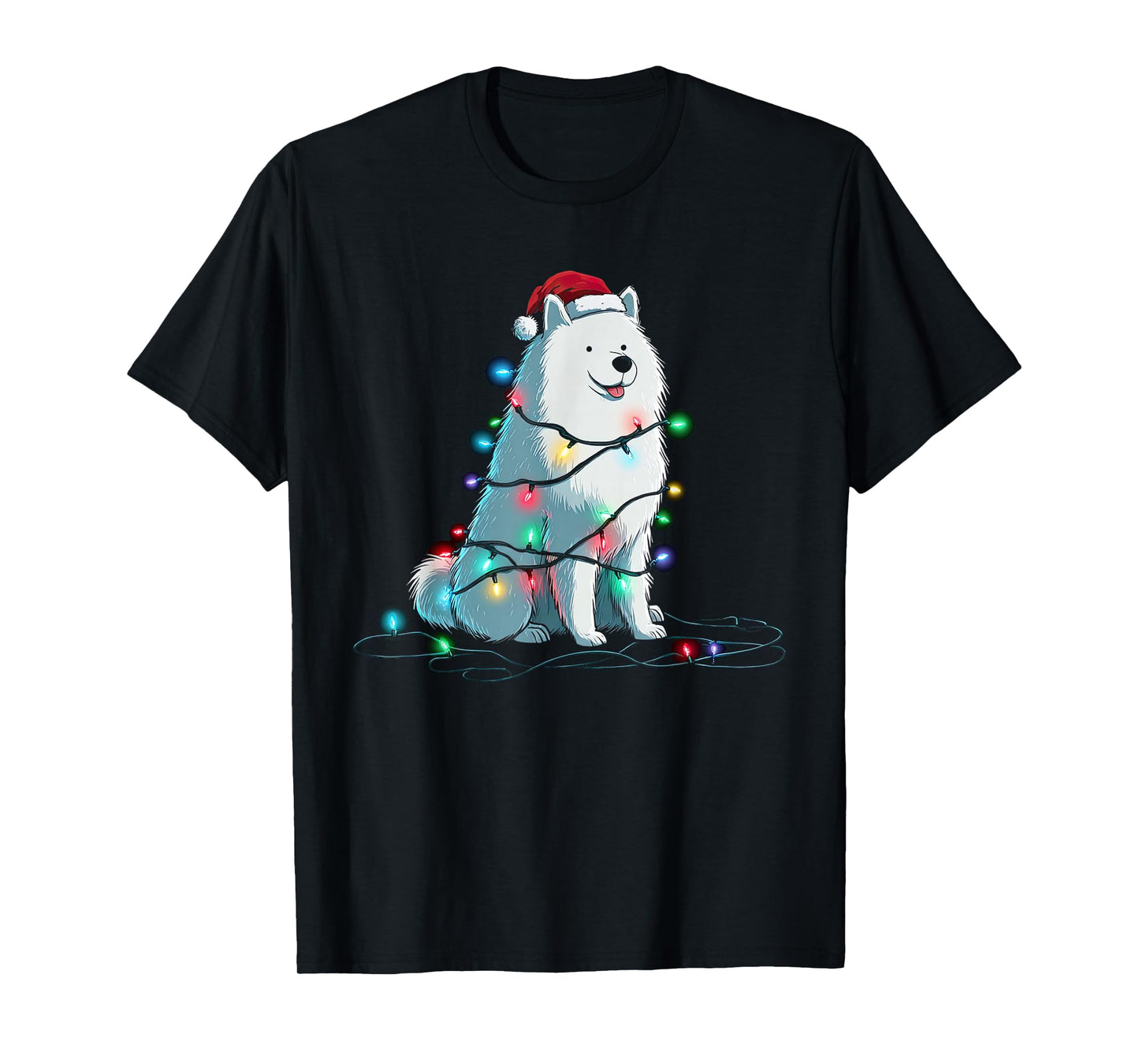 Funny Samoyed Christmas Graphics Dog Lights Lover T-Shirt