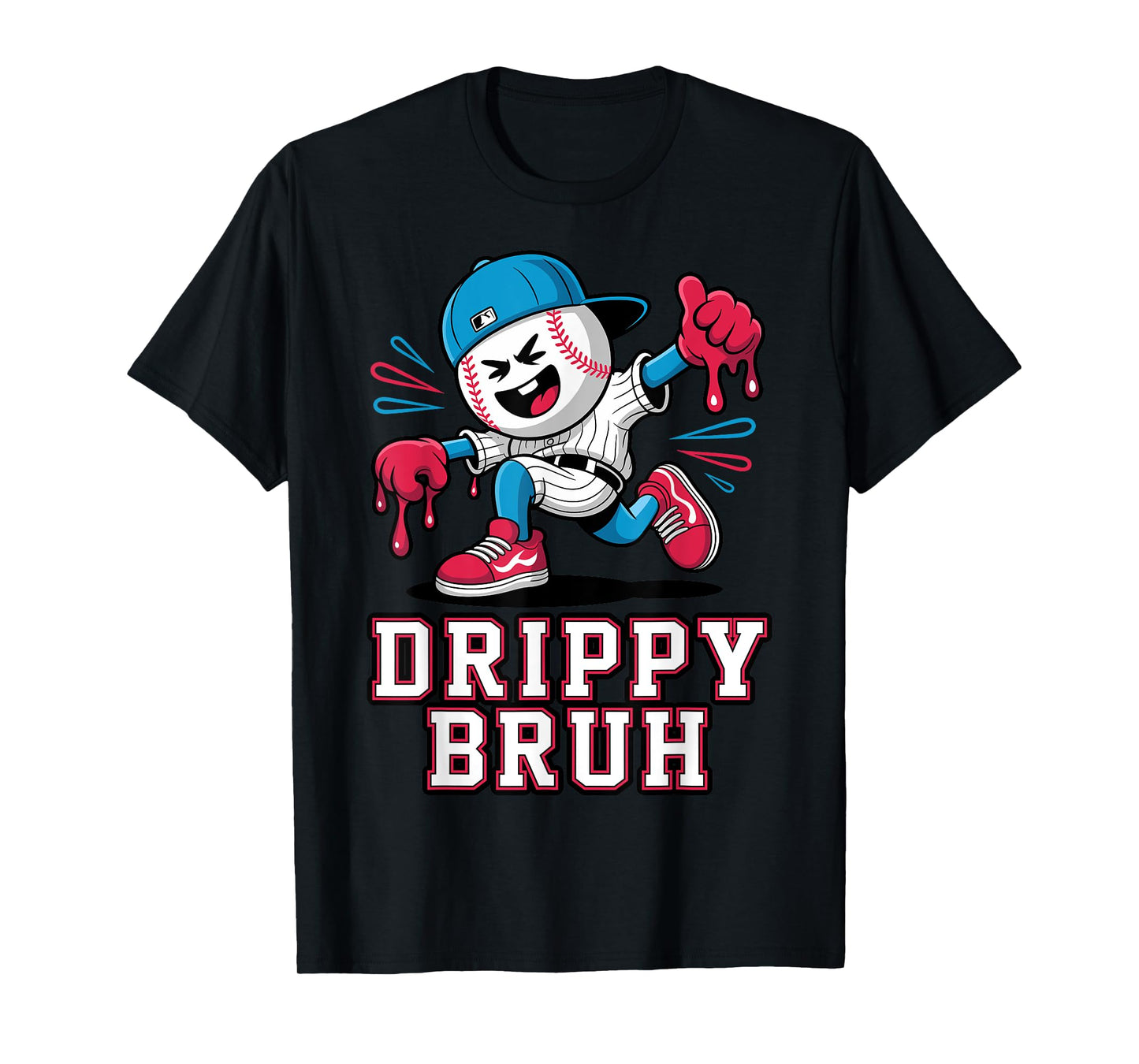 Funny Baseball Drip Bruh for Boys Kids Dripping Ice Cream T-Shirt